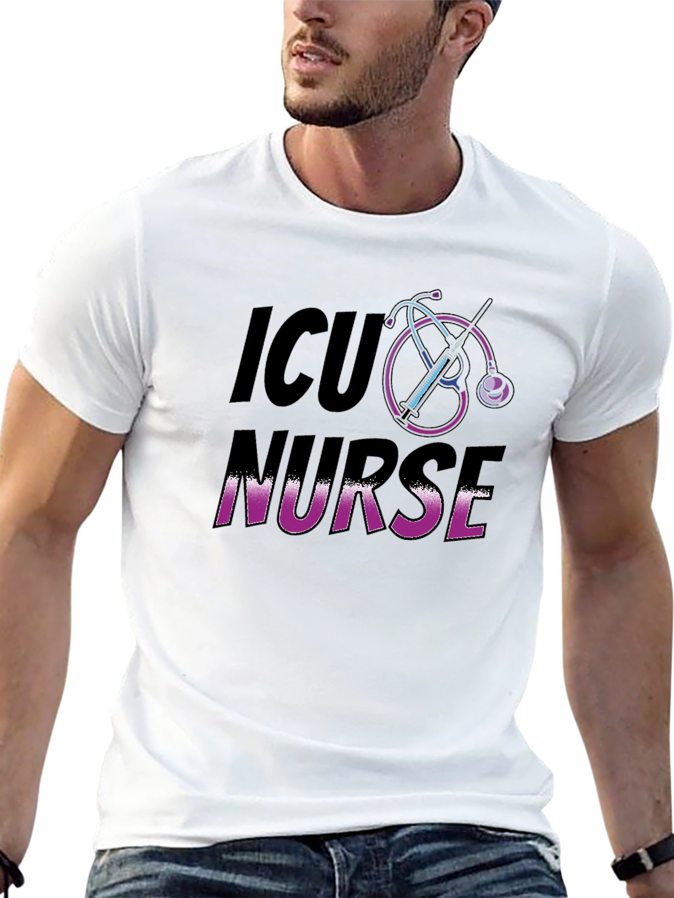 ICU Nurse Black Graphic T-Shirt