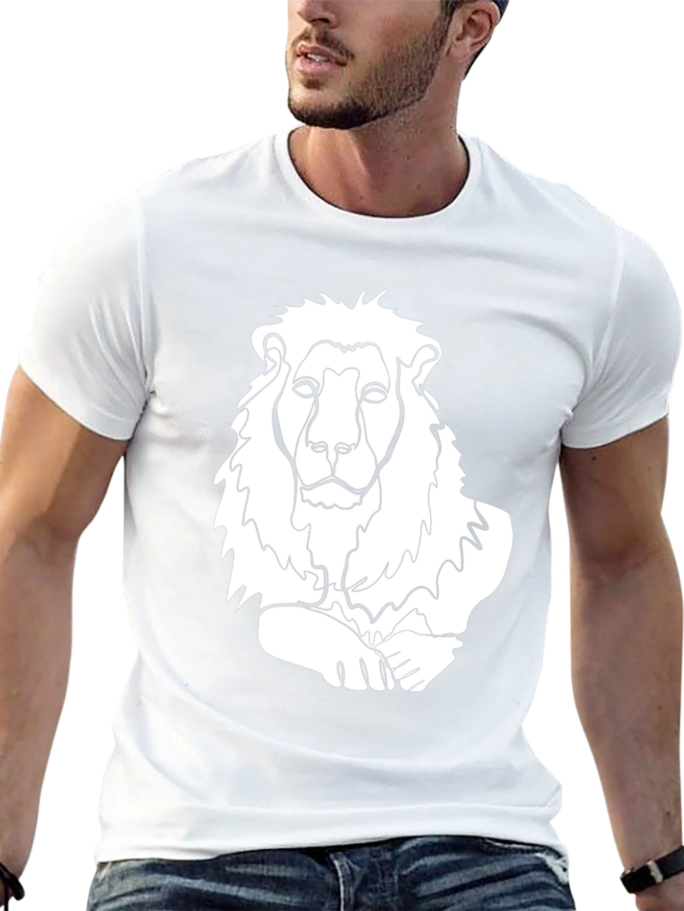 Lion Line Art Graphic Tee - Stylish Casual Wear