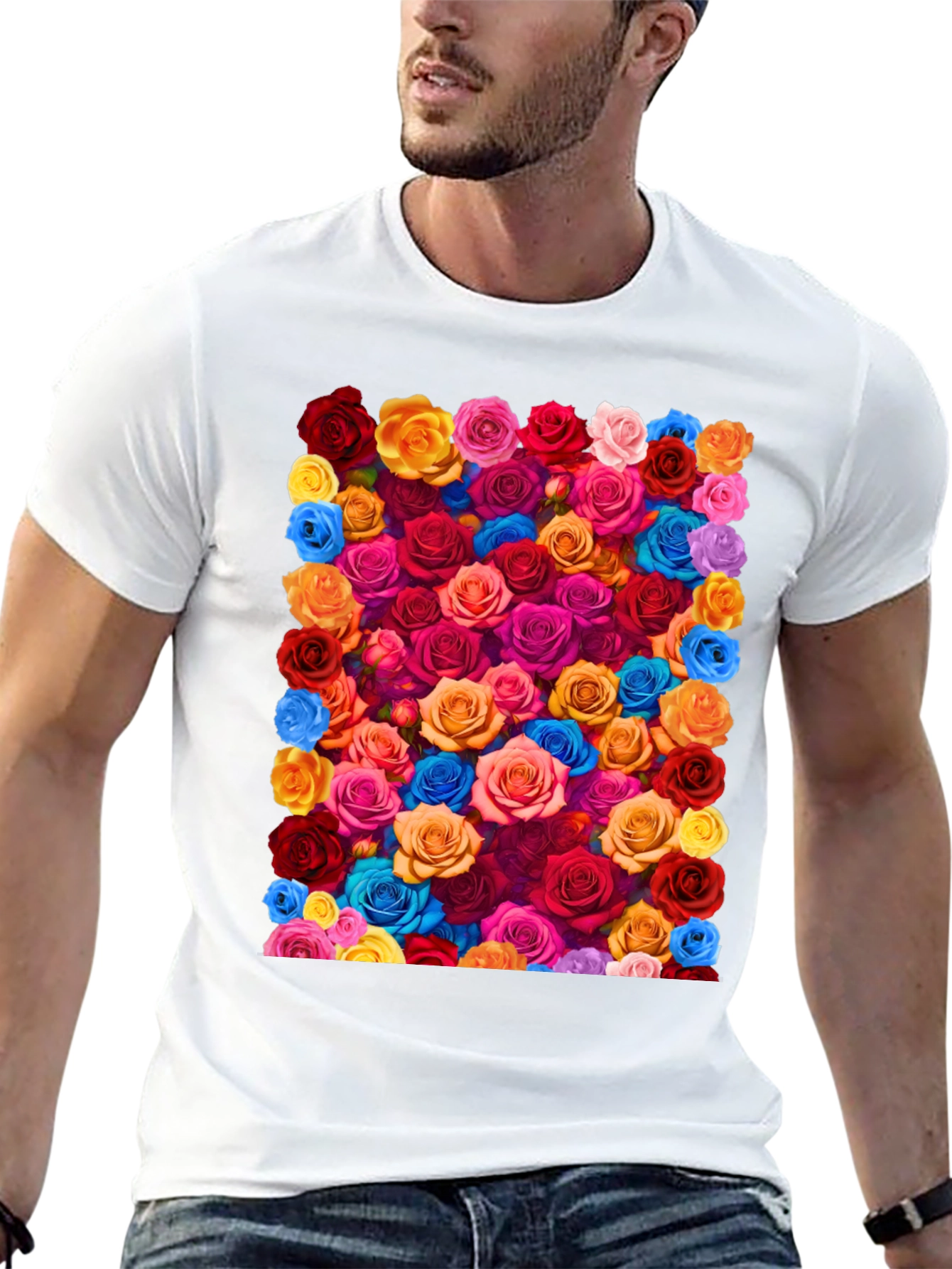 Floral Roses Graphic Tee - Bold & Vibrant