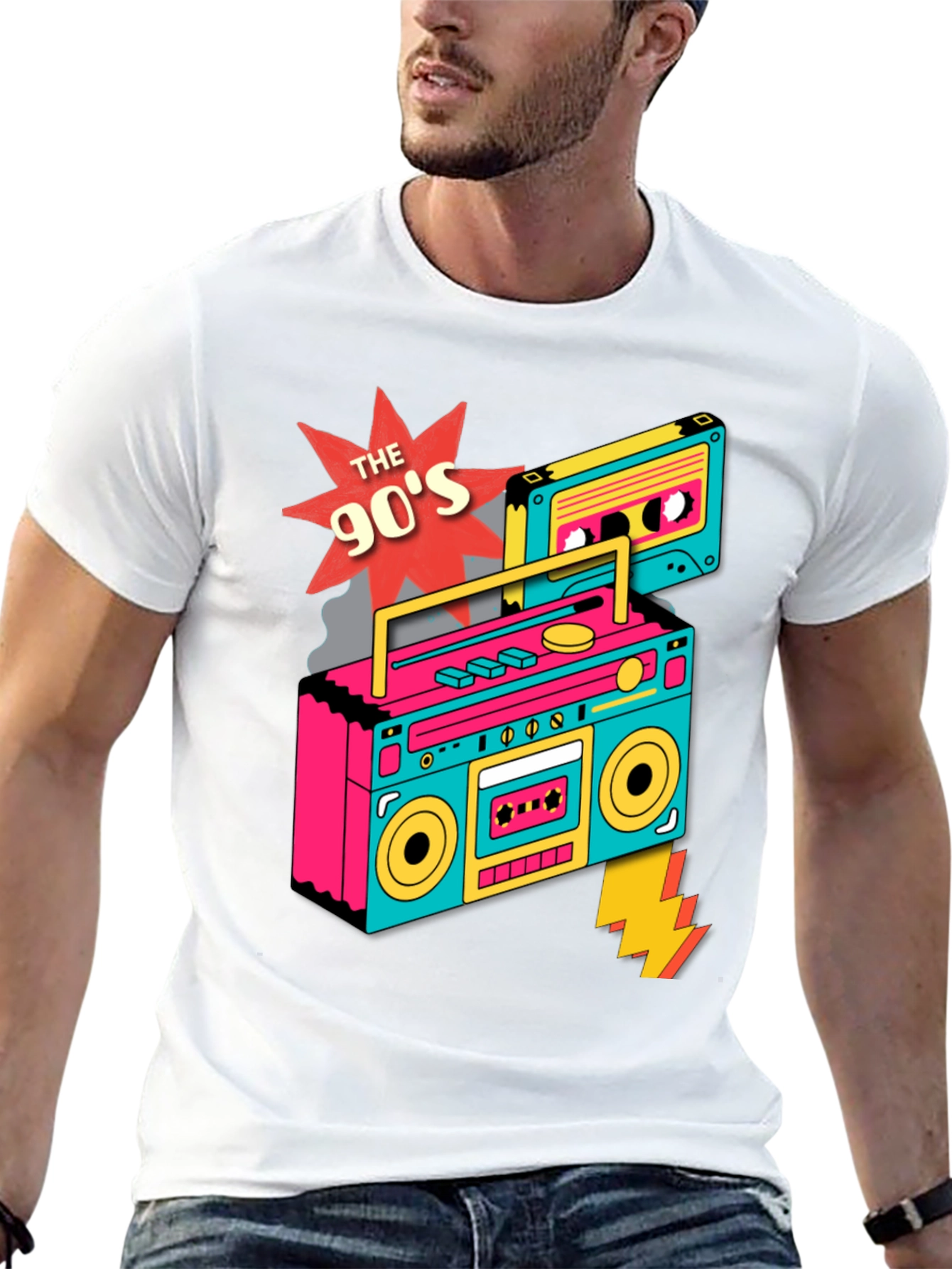 90s Boombox Graphic T-Shirt - Retro Style