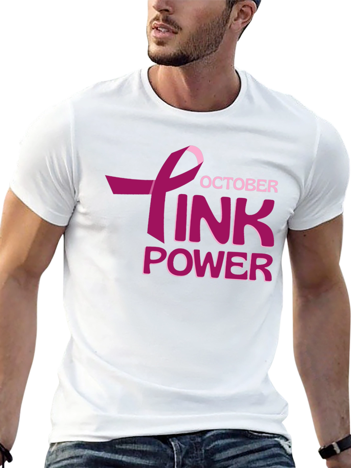 October Pink Power Breast Cancer Awareness T-Shirt