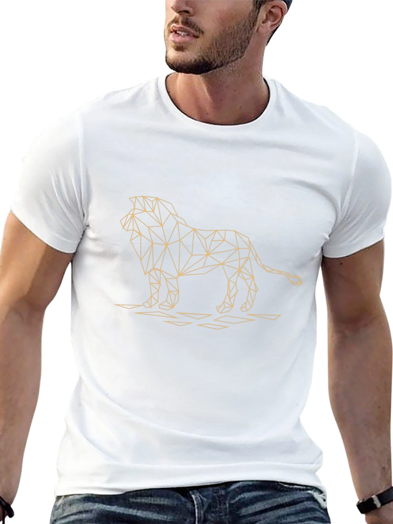 Geometric Lion Graphic Tee - Modern Style