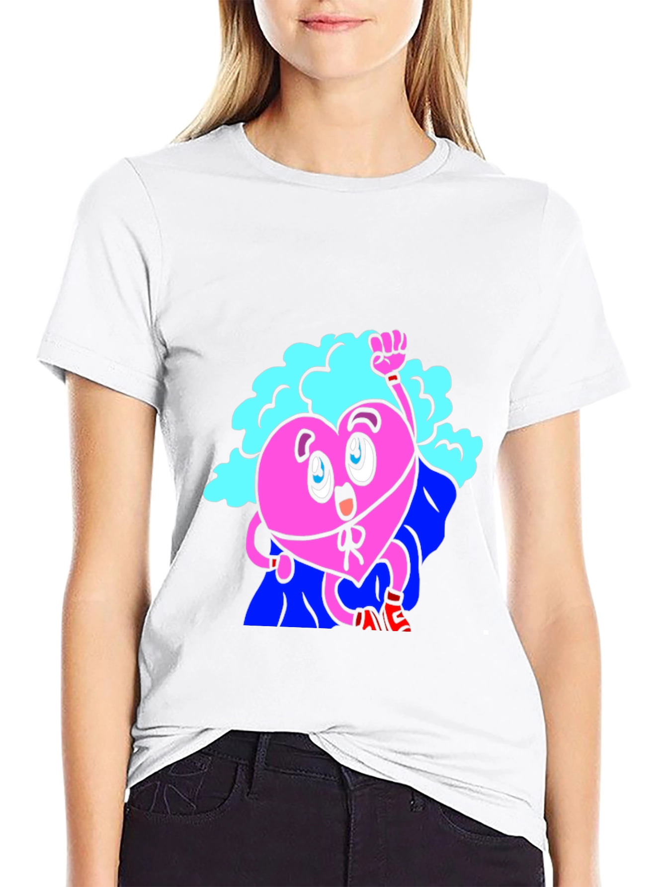 Heart Superhero Graphic Tee - Black