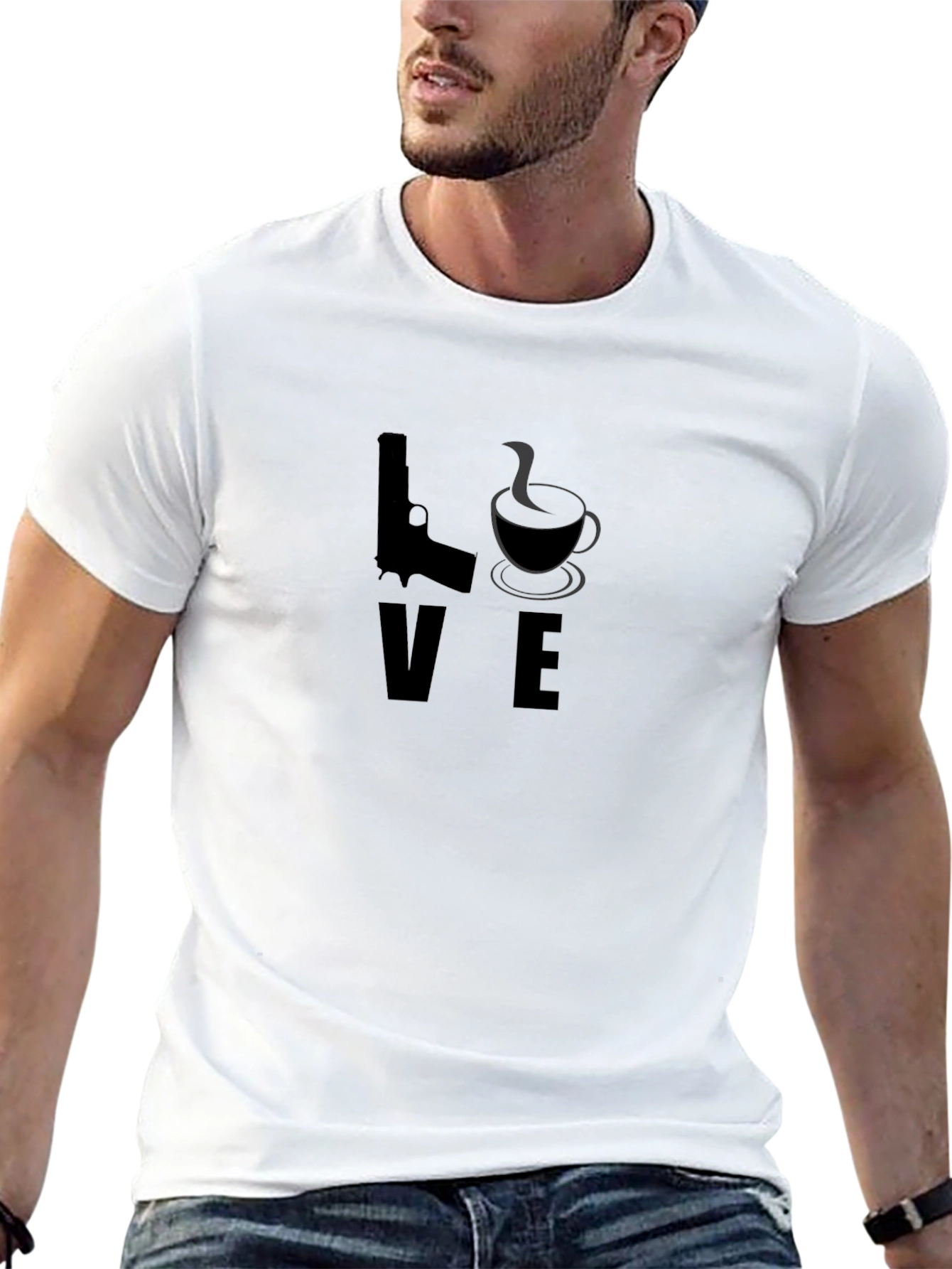 Gun and Wine T-Shirt - Black Cotton Graphic Tee