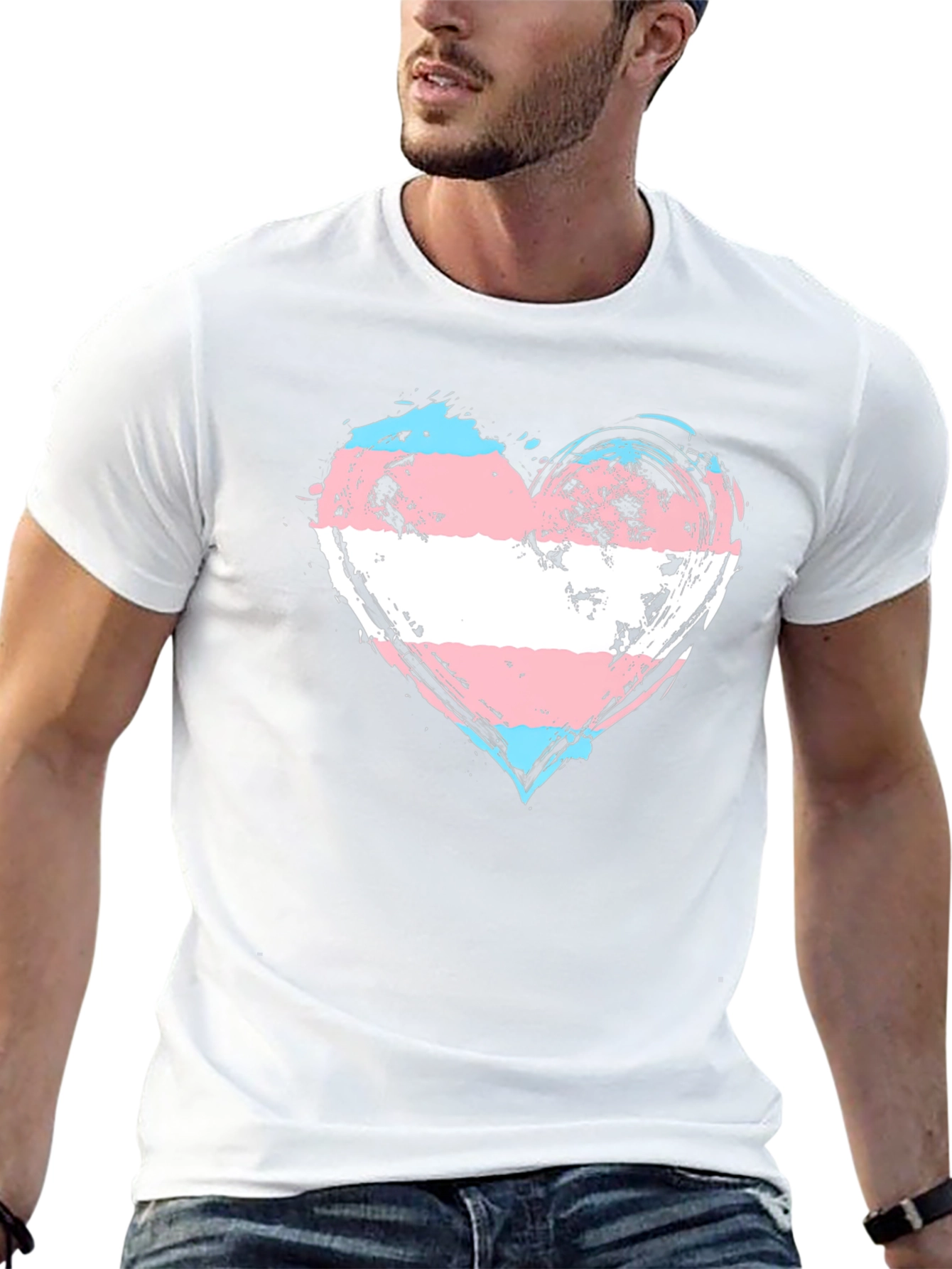 Transgender Pride Heart T-Shirt - Brushstroke LGBTQ+ Tee