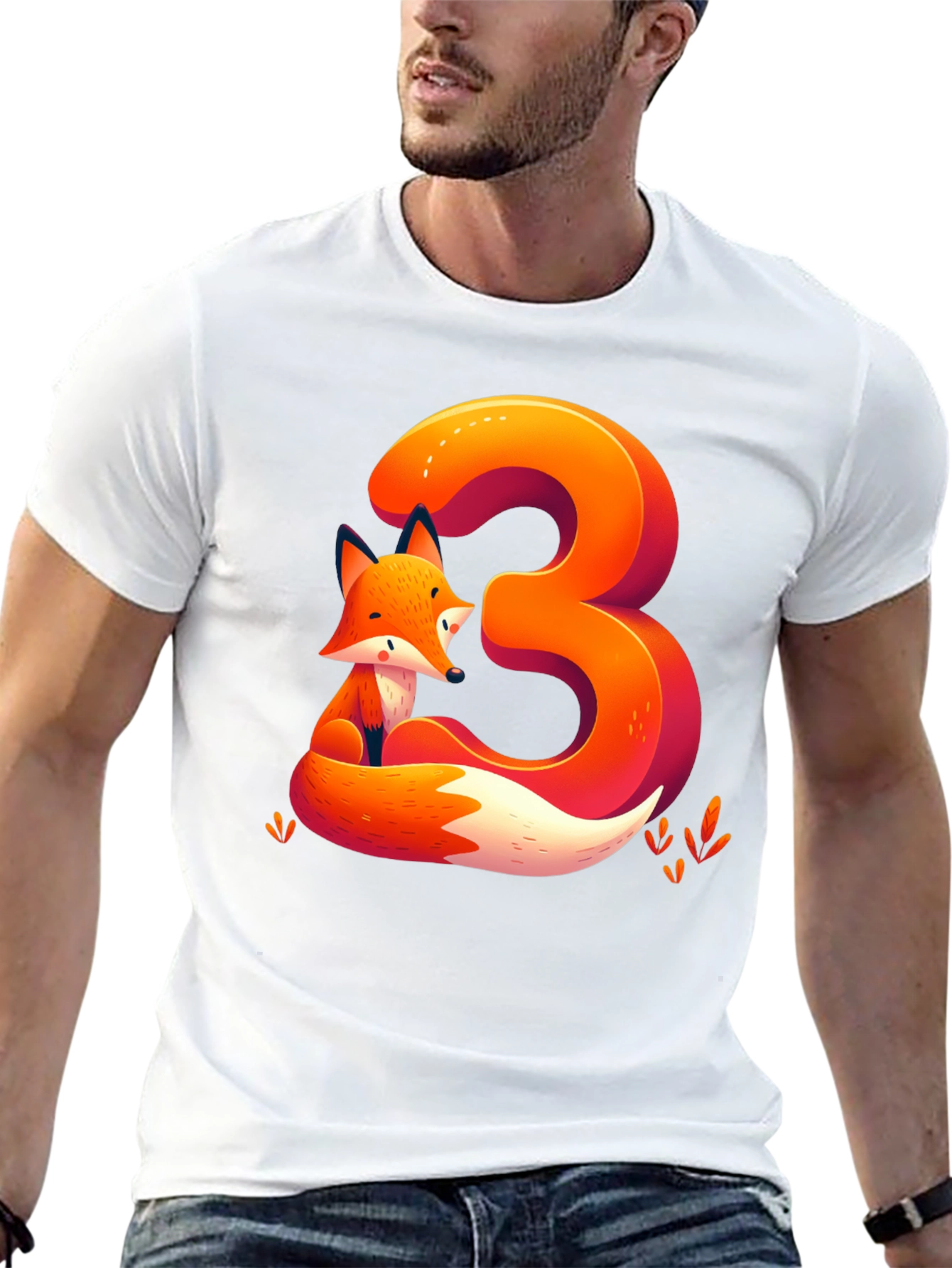 Fox Number 3 Graphic Tee - Cute Animal Shirt