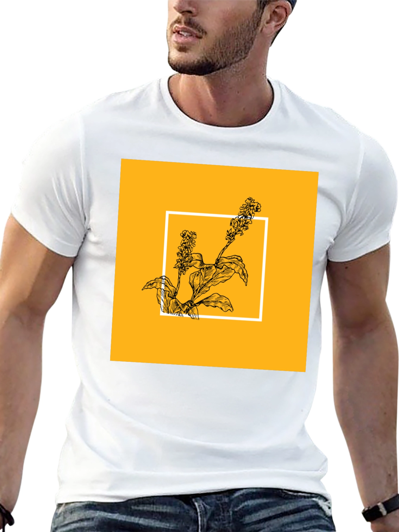 Botanical Graphic Tee - Black Cotton Shirt
