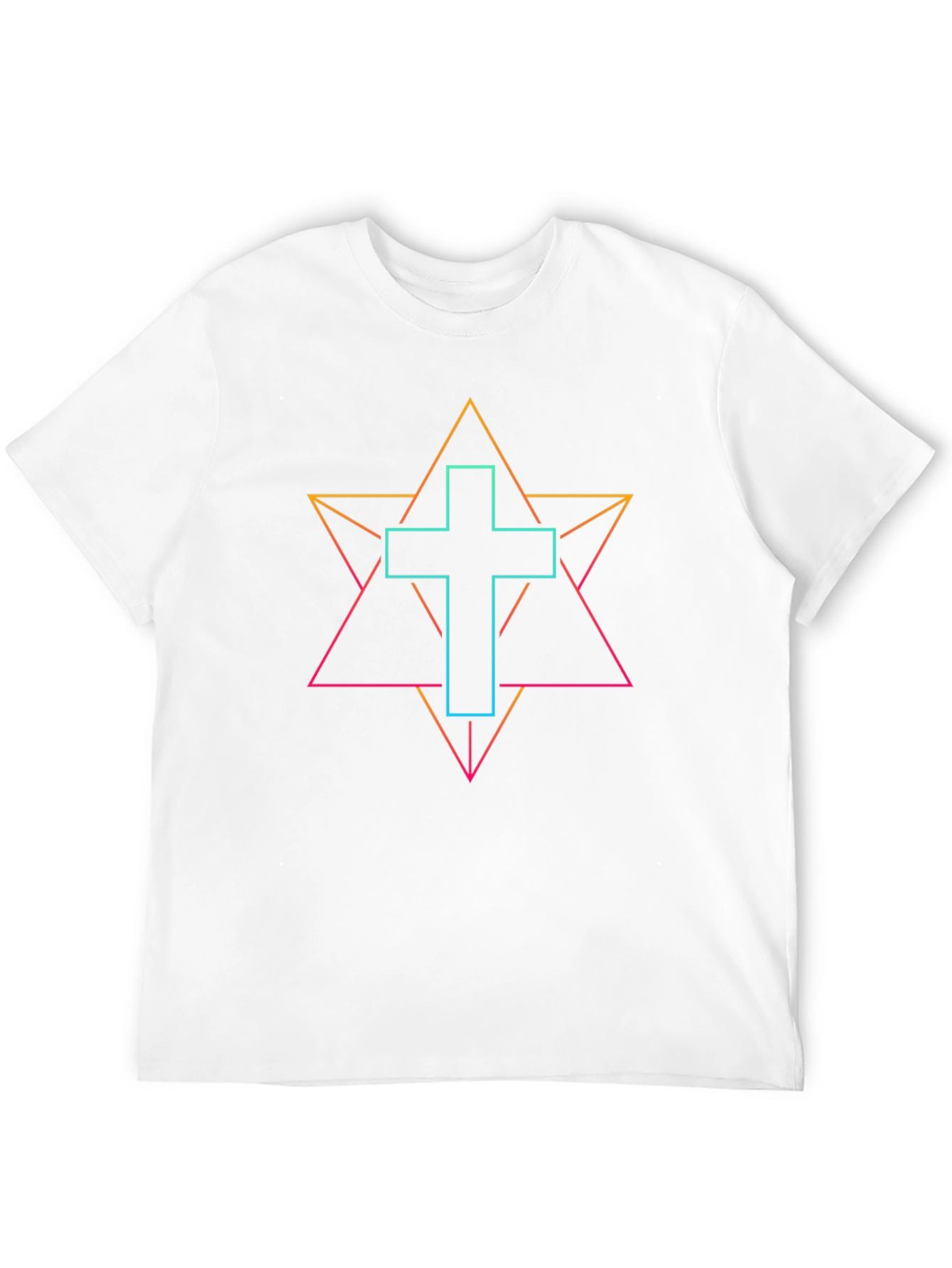 Neon Geometric Cross T-Shirt
