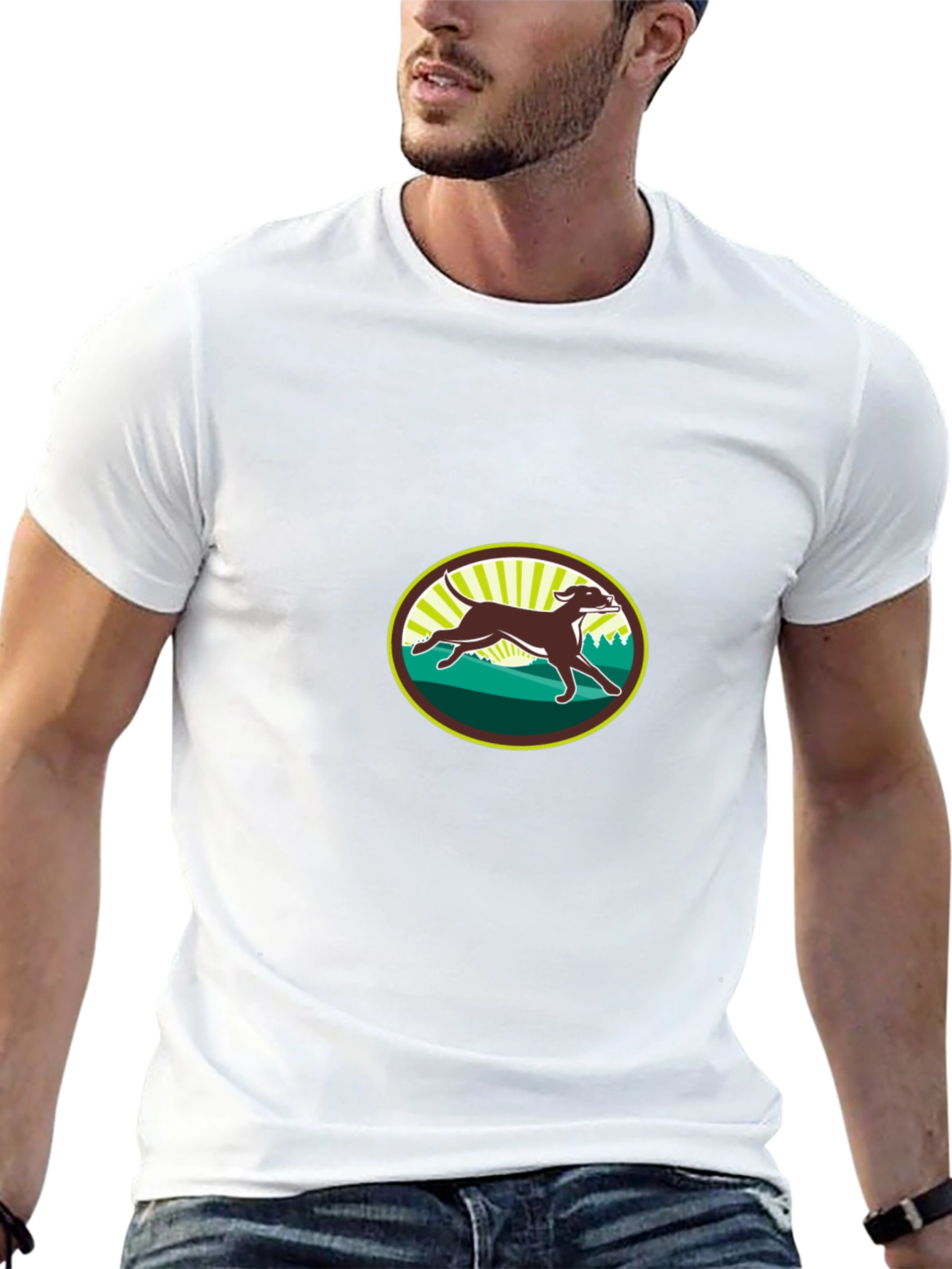 Running Dog Graphic Tee - Black Cotton T-Shirt