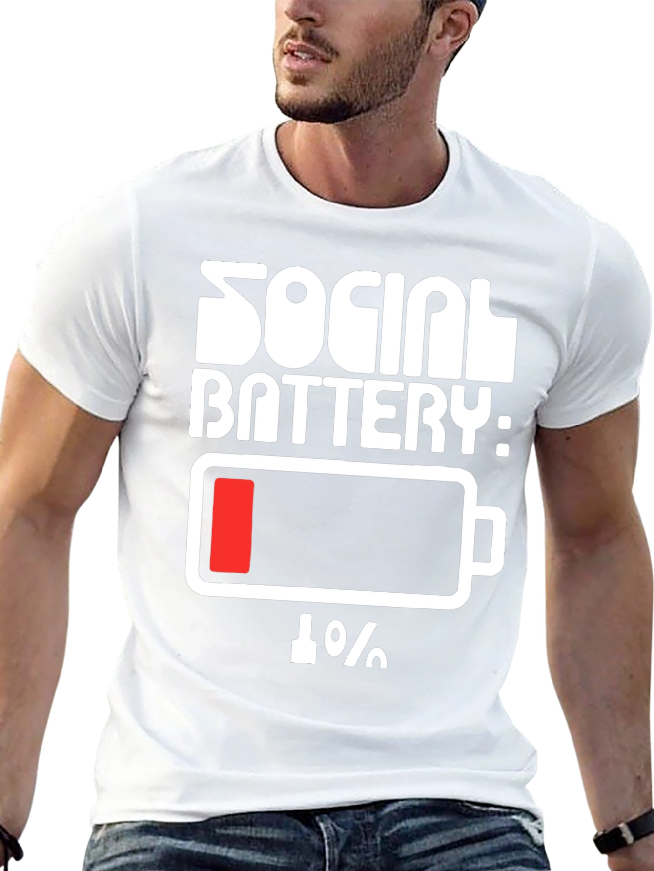 Social Battery 1% Humor Tee