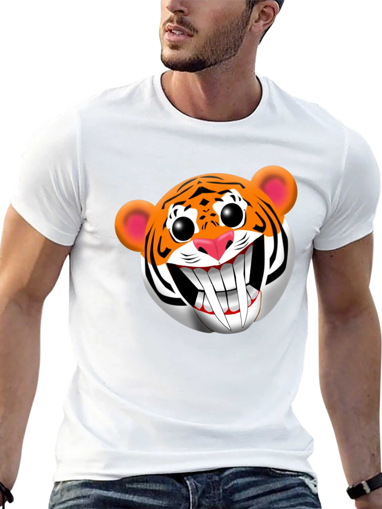 Cartoon Tiger Graphic Tee - Funky Black T-Shirt