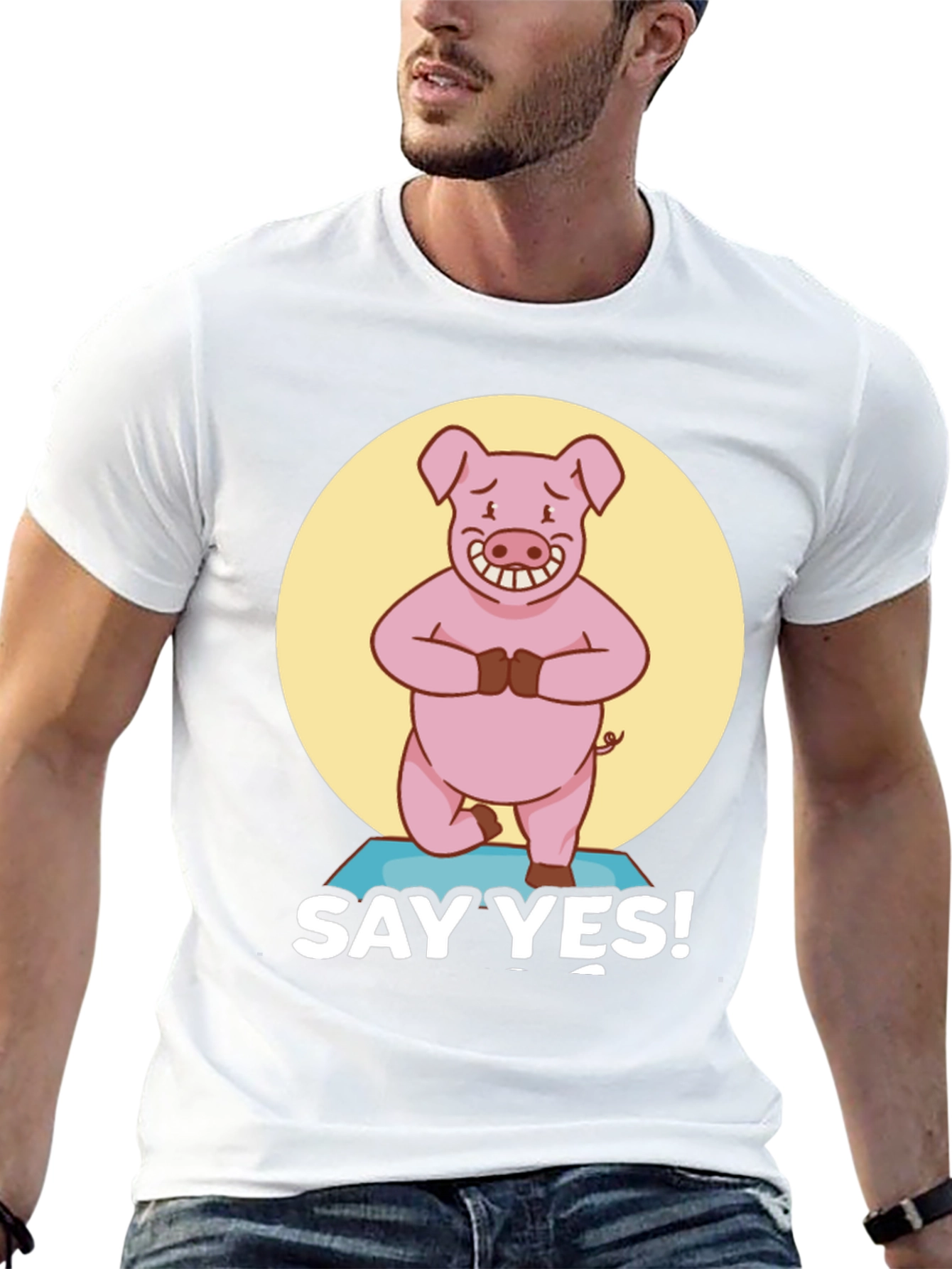 Yoga Pig Black T-Shirt - Say Yes!