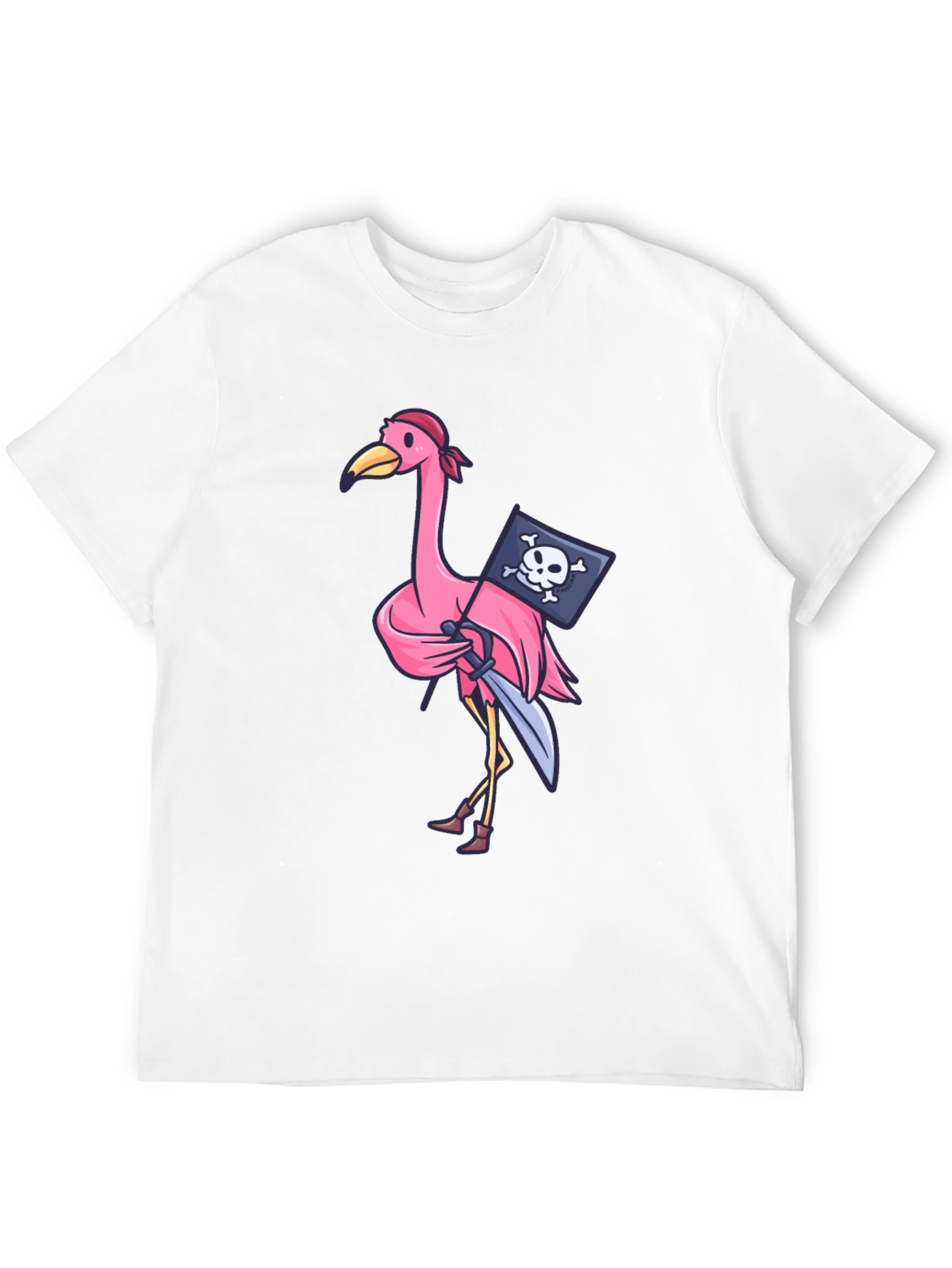 Pirate Flamingo T-Shirt - Novelty Graphic Tee
