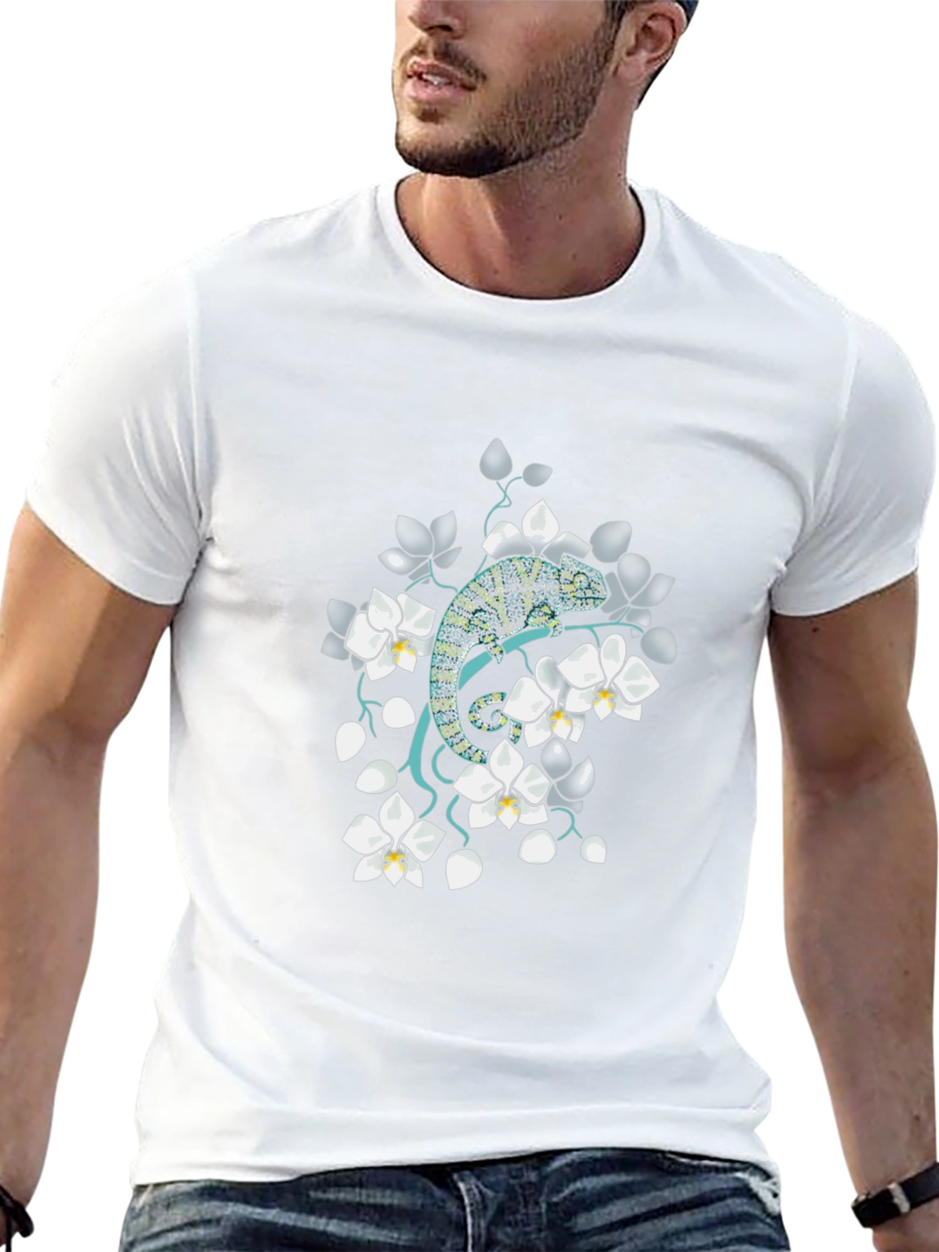 Chameleon Floral T-Shirt - Unique Graphic Tee