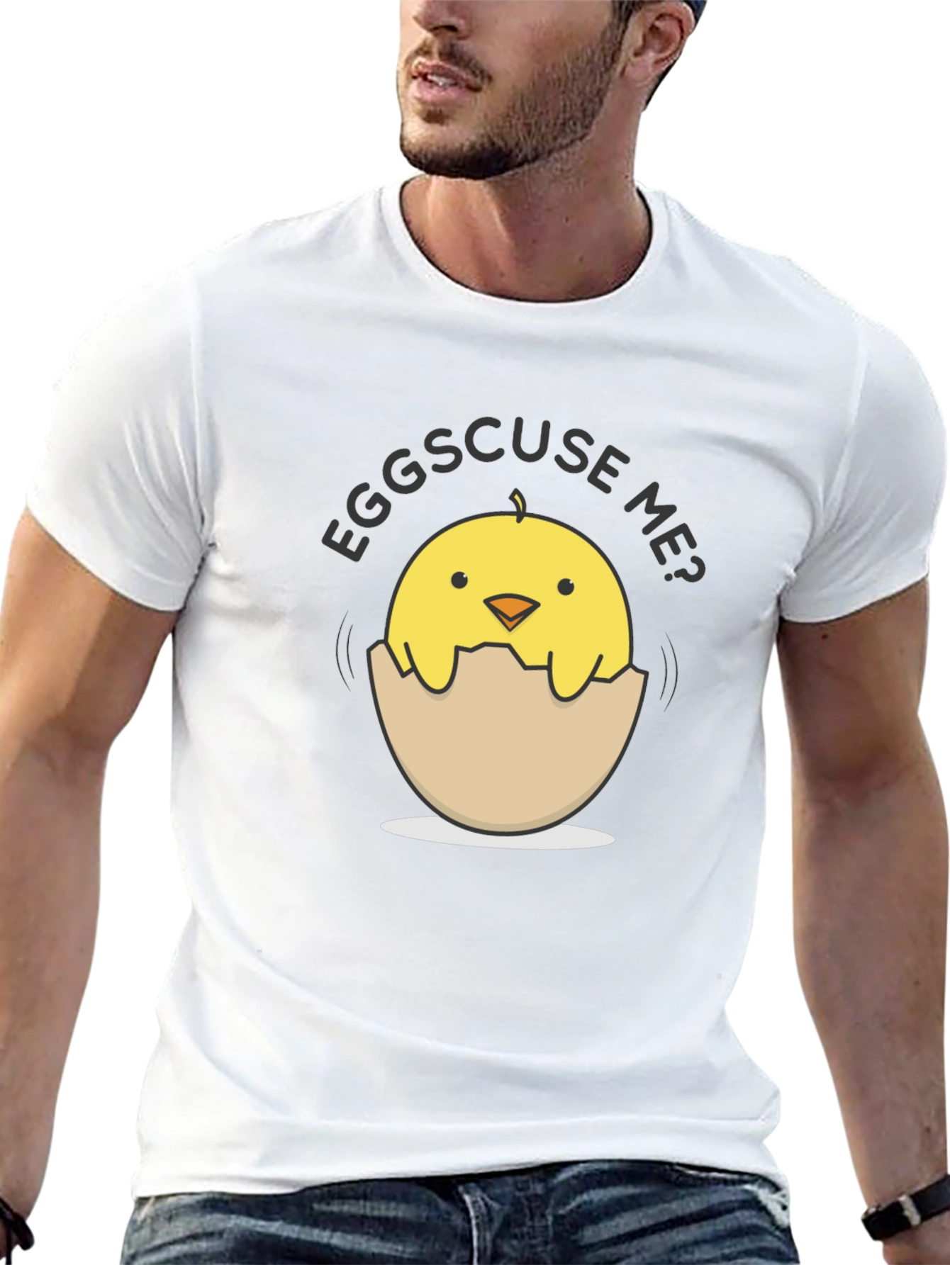 Eggs-cuse Me Chick Tee - Funny Egg Pun T-Shirt