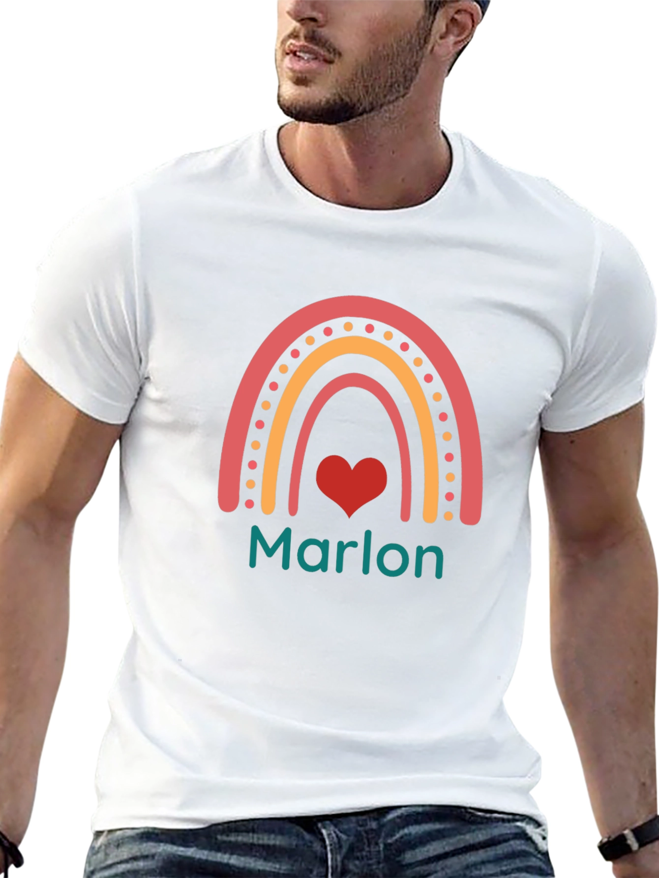 Personalized Rainbow Heart T-Shirt - Marlon