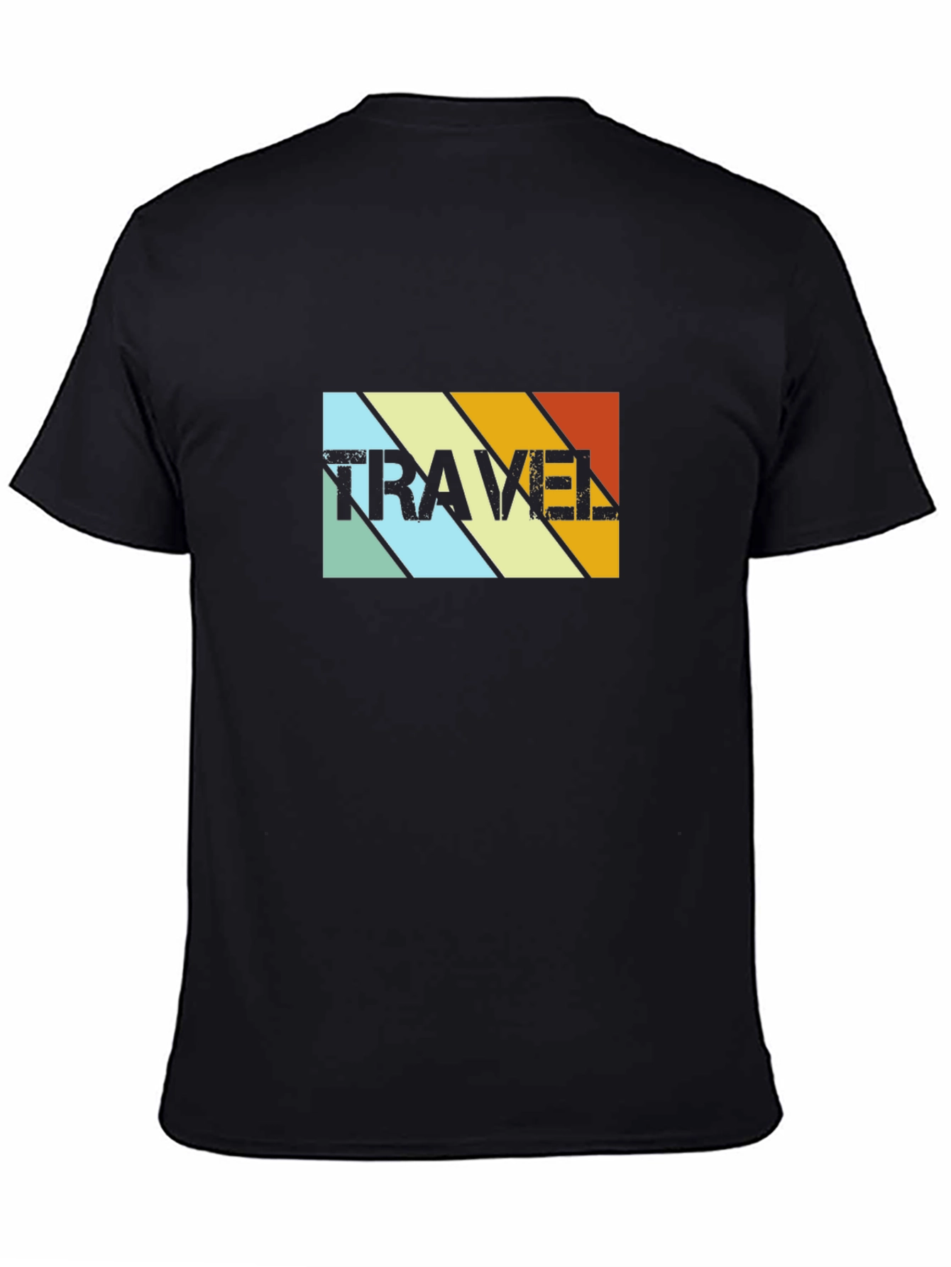 Retro Travel Graphic Tee - Black Cotton Blend