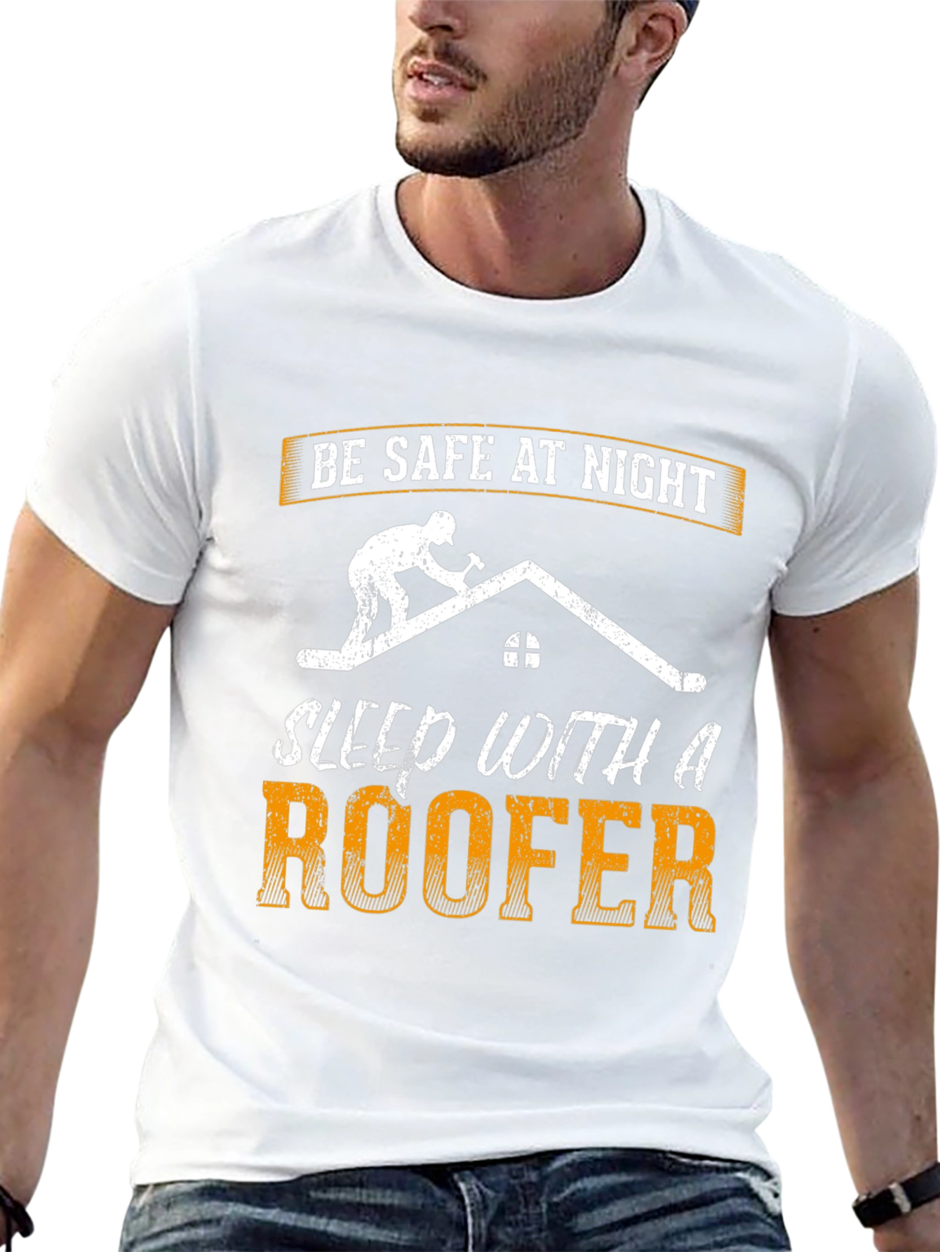 Be Safe at Night Roofer Graphic T-Shirt