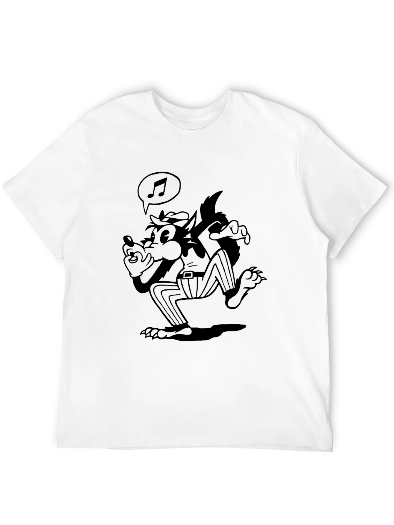 Cartoon Wolf T-Shirt - Black