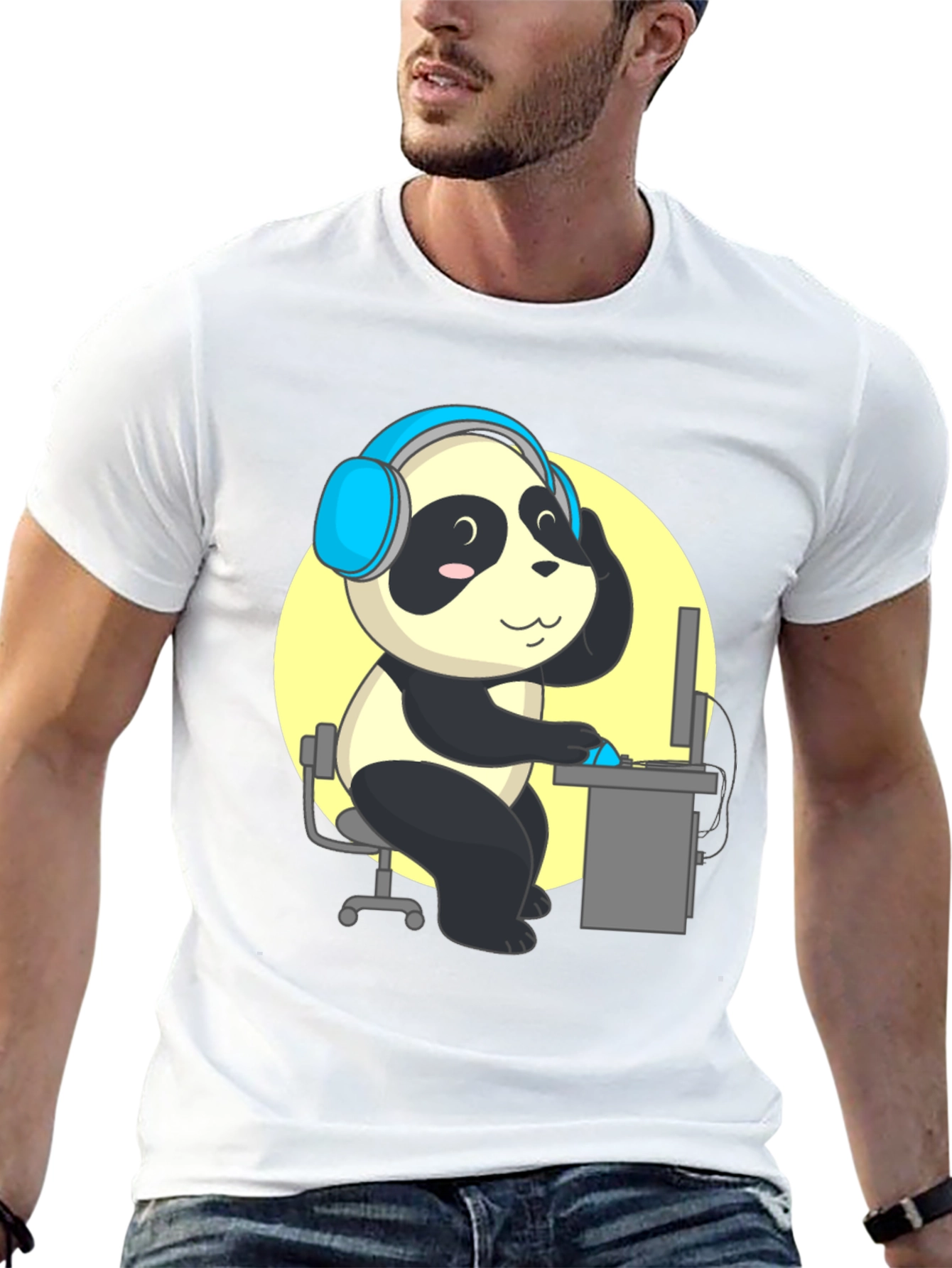 Panda Gamer Graphic Tee - Black T-Shirt