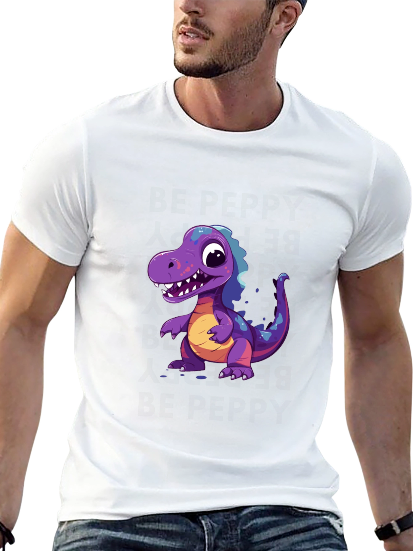 Dinosaur Graphic Tee - Black Cotton T-Shirt