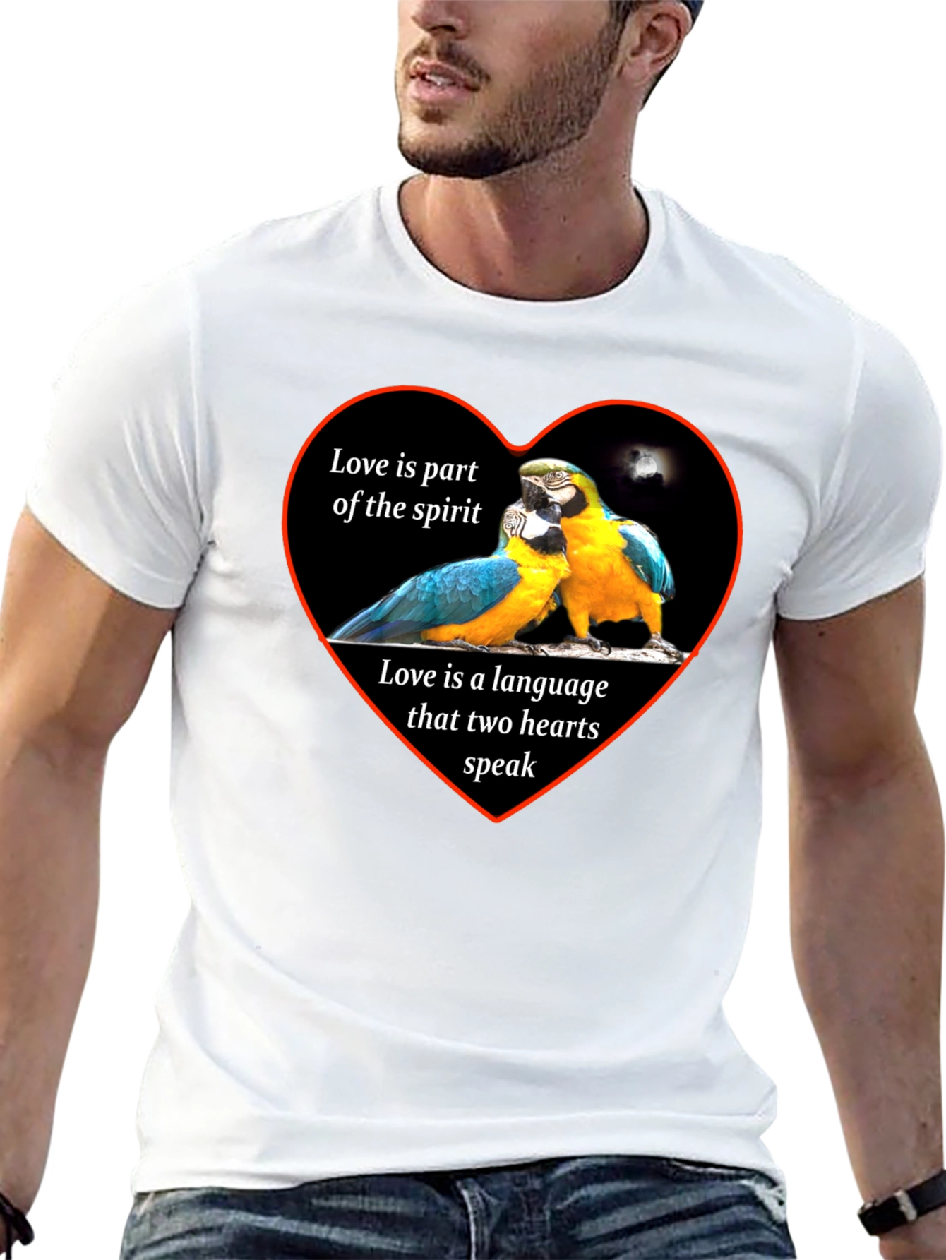 Love Parrots Heart T-Shirt - Spirit & Language