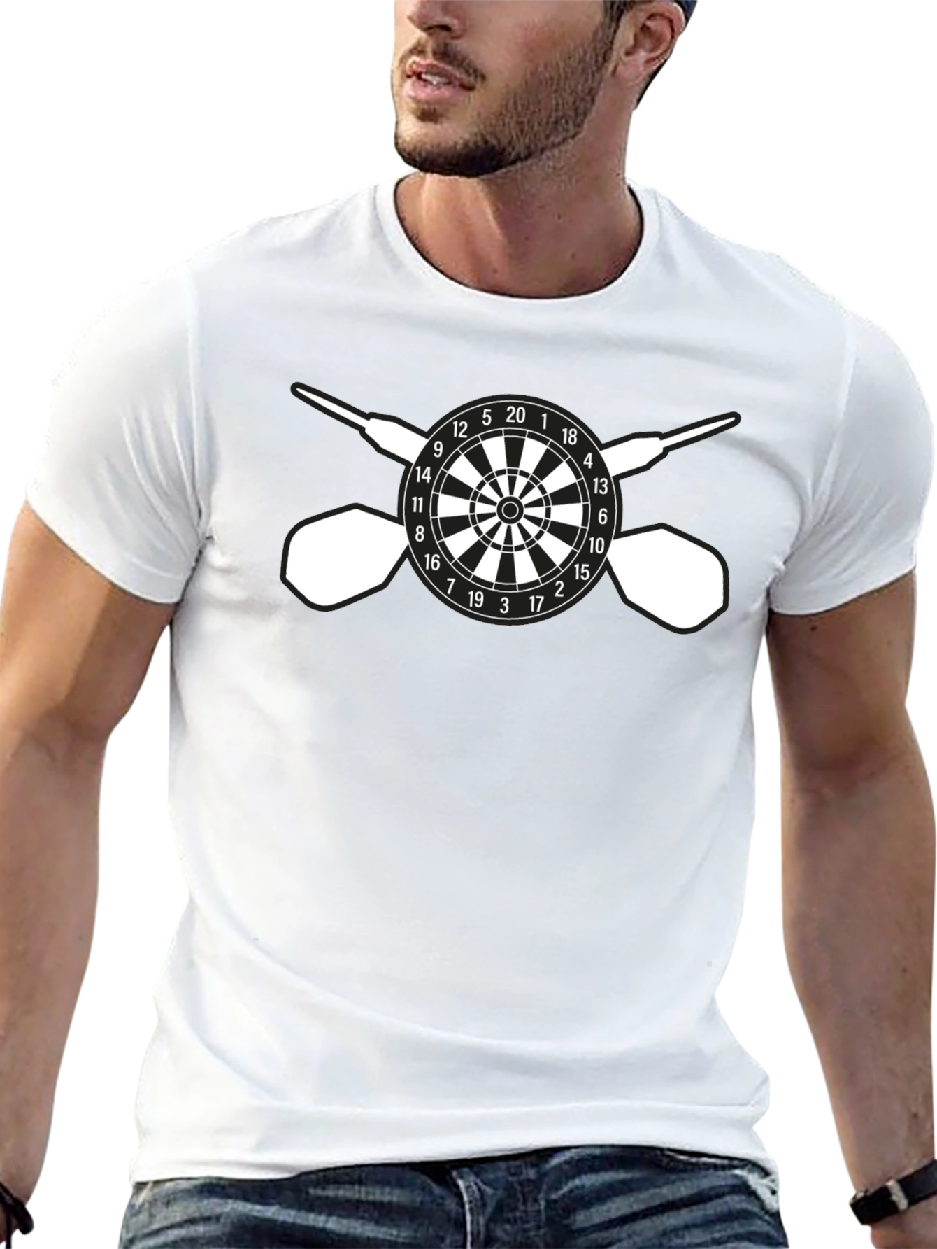 Darts T-Shirt - Target and Dart Design - Black