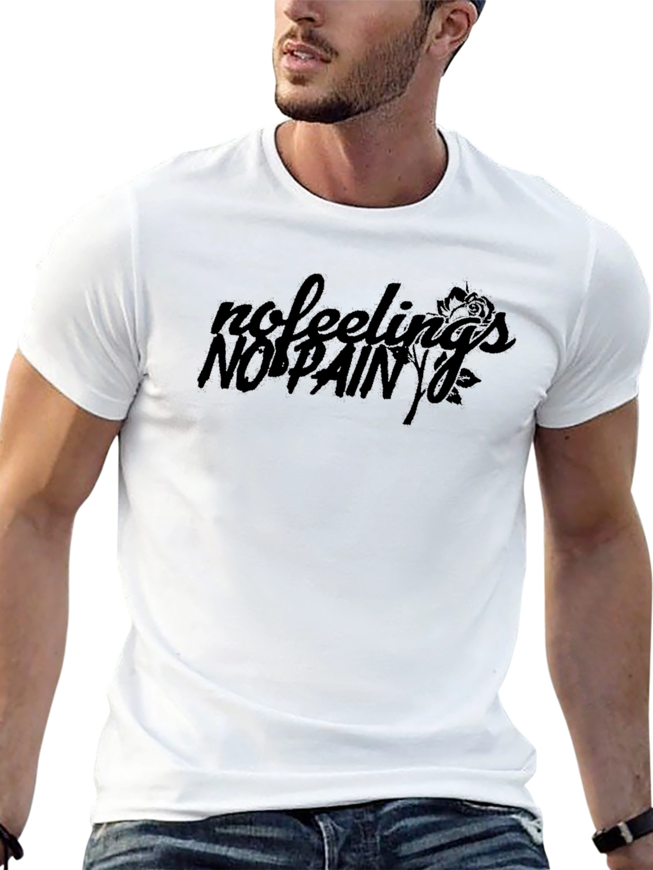 No Feelings No Pain Graphic T-Shirt - Black