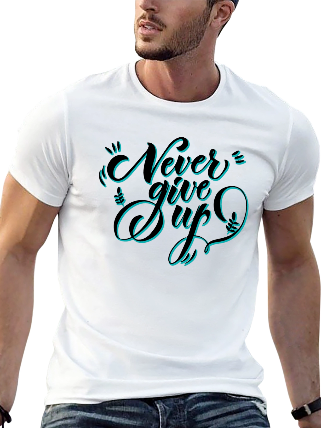 Never Give Up Graphic Tee - Black T-Shirt