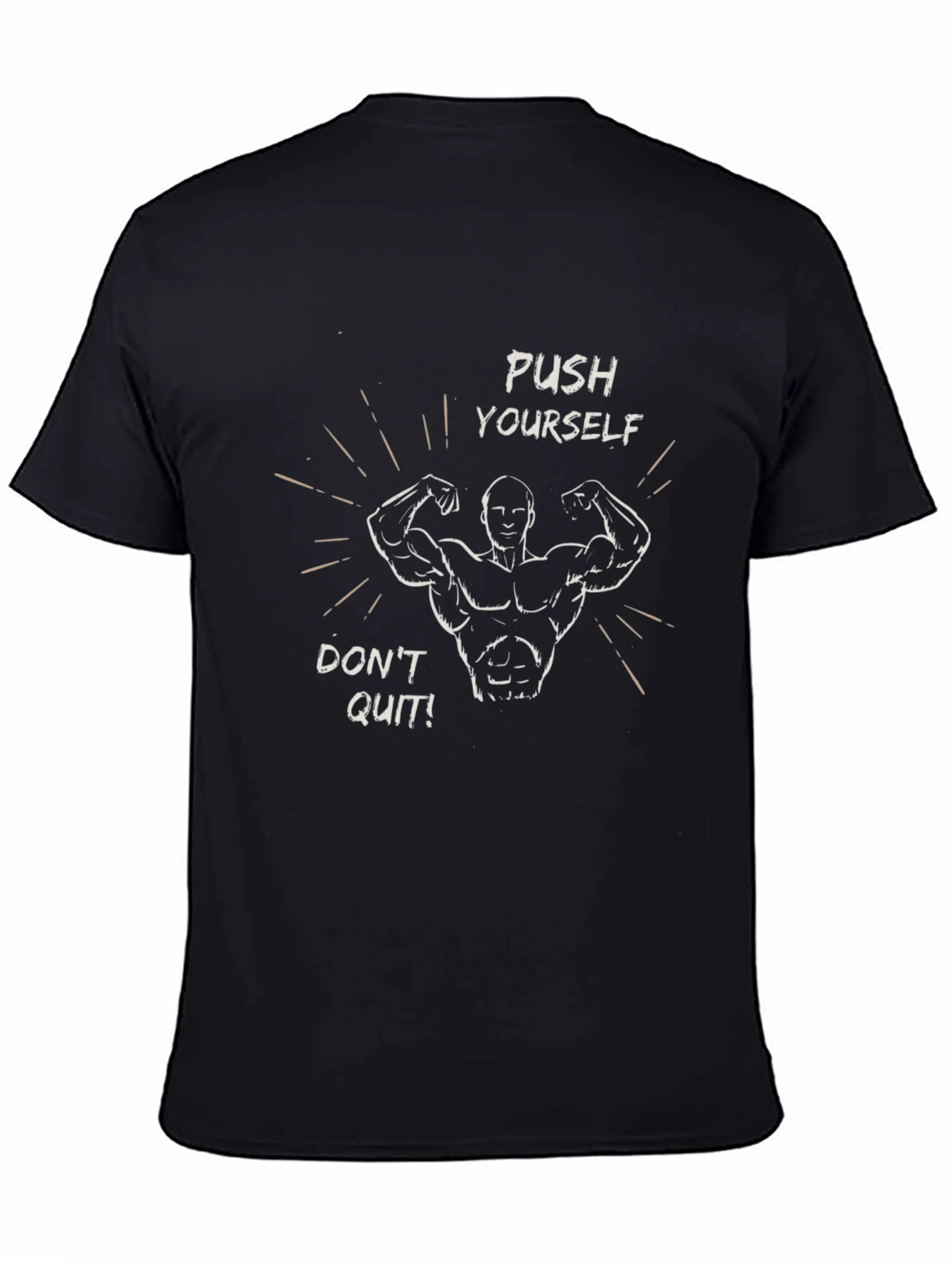 Motivational Push Yourself Graphic Tee - Black