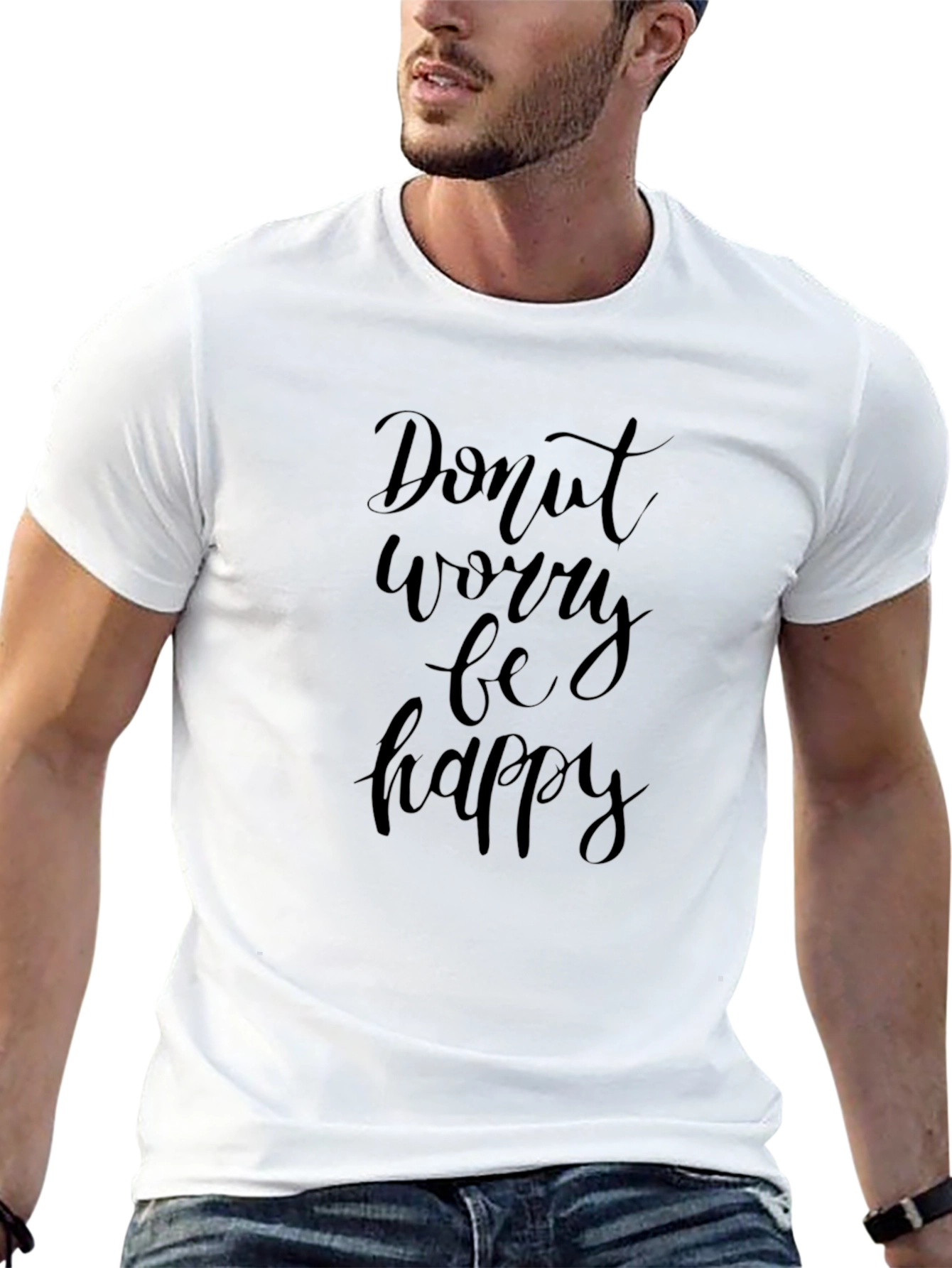 Donut Worry Be Happy Graphic Tee - Black