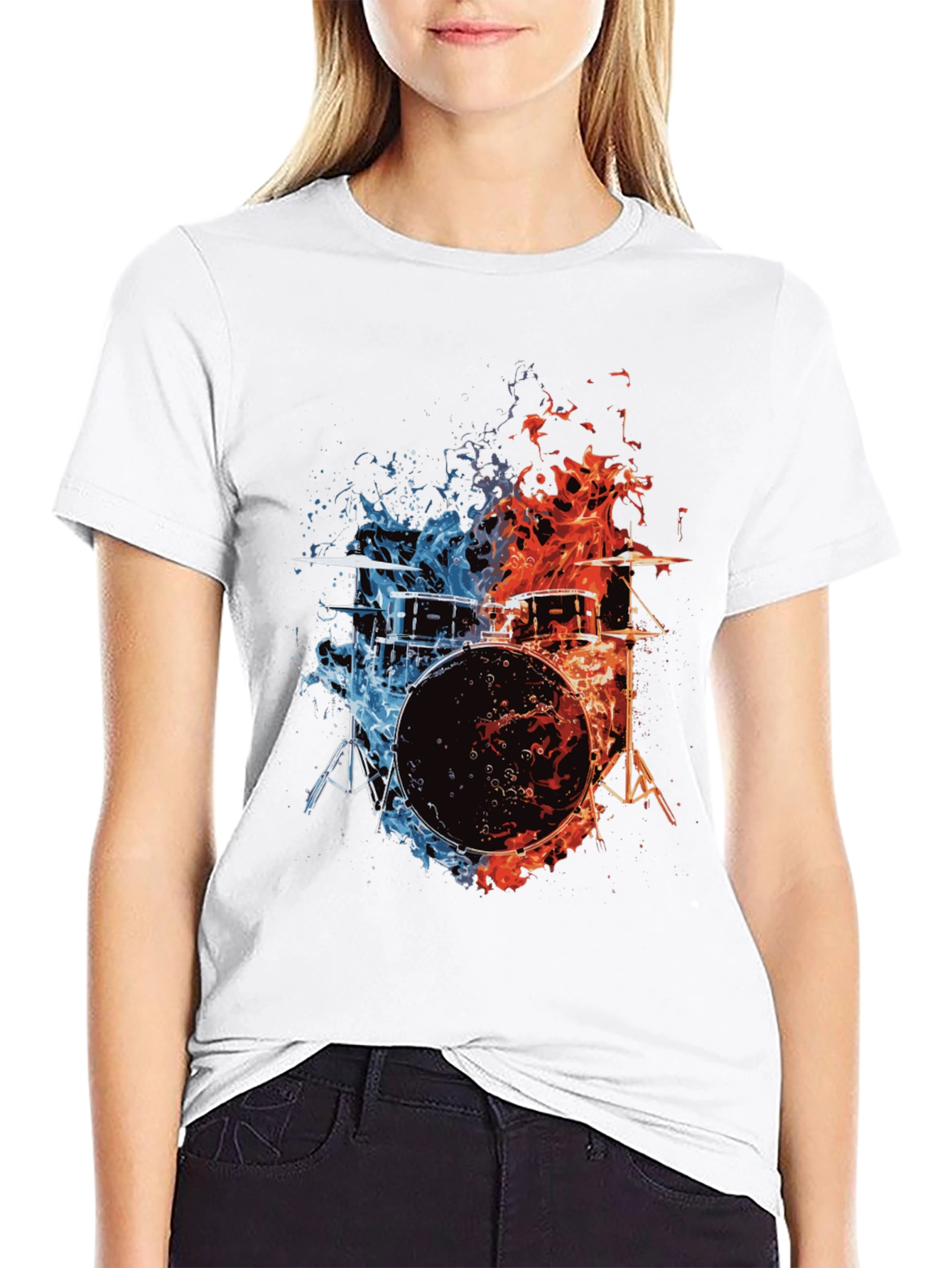 Fiery Drum Set Graphic Tee - Black