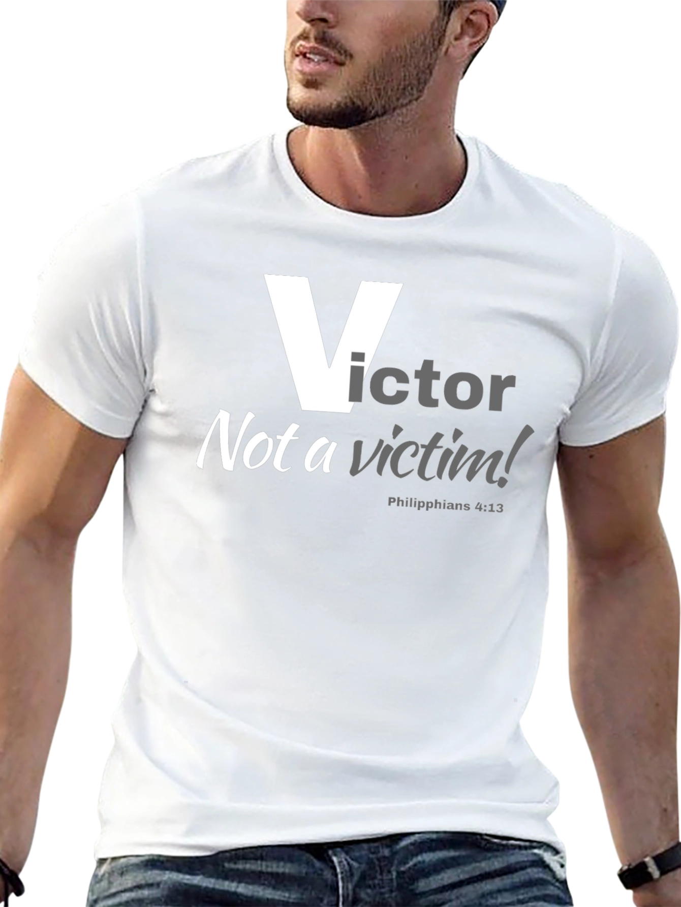 Victor Not a Victim T-Shirt Black Cotton Blend