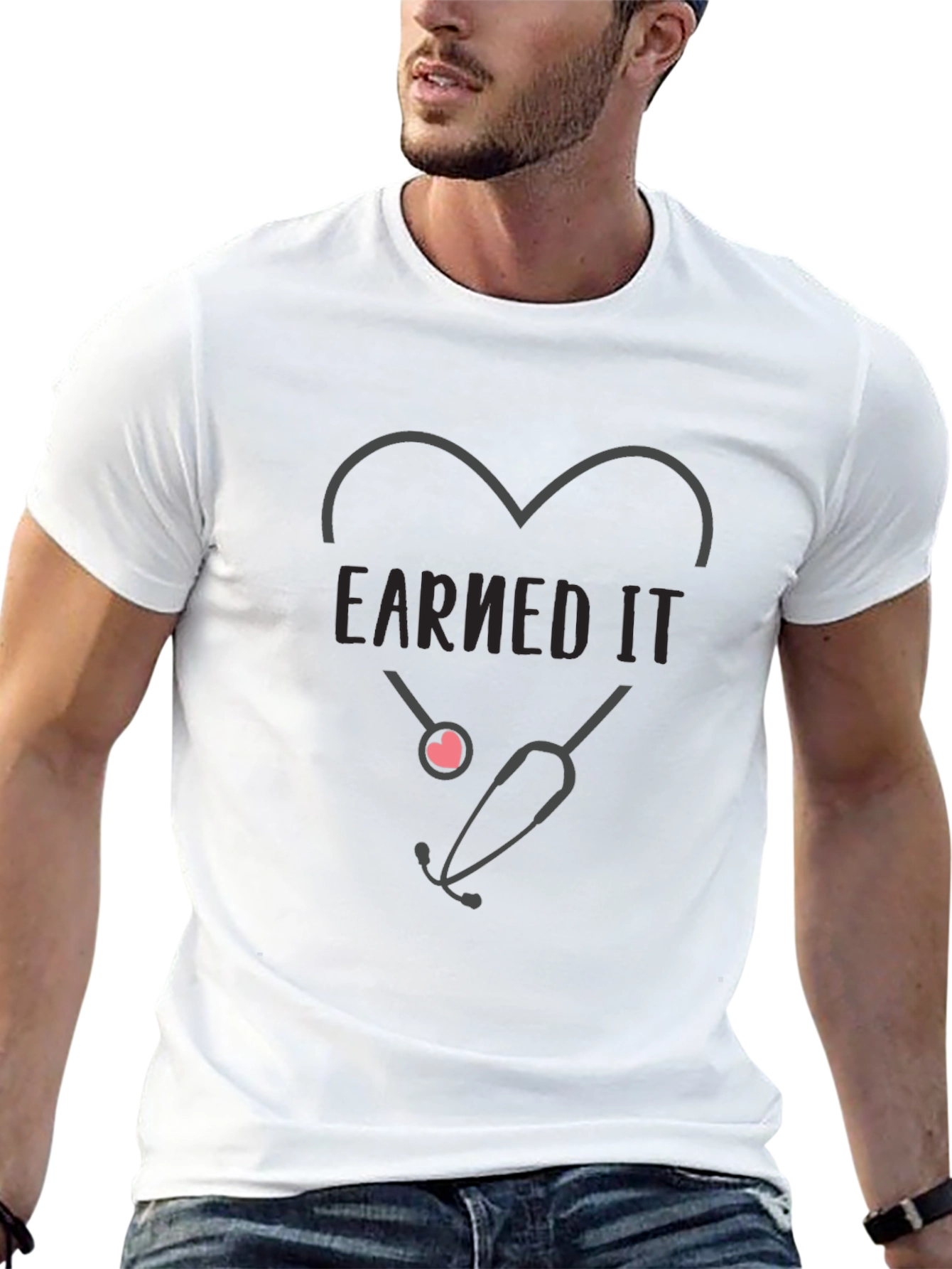 Earned It Nurse Heart Stethoscope Graphic Tee