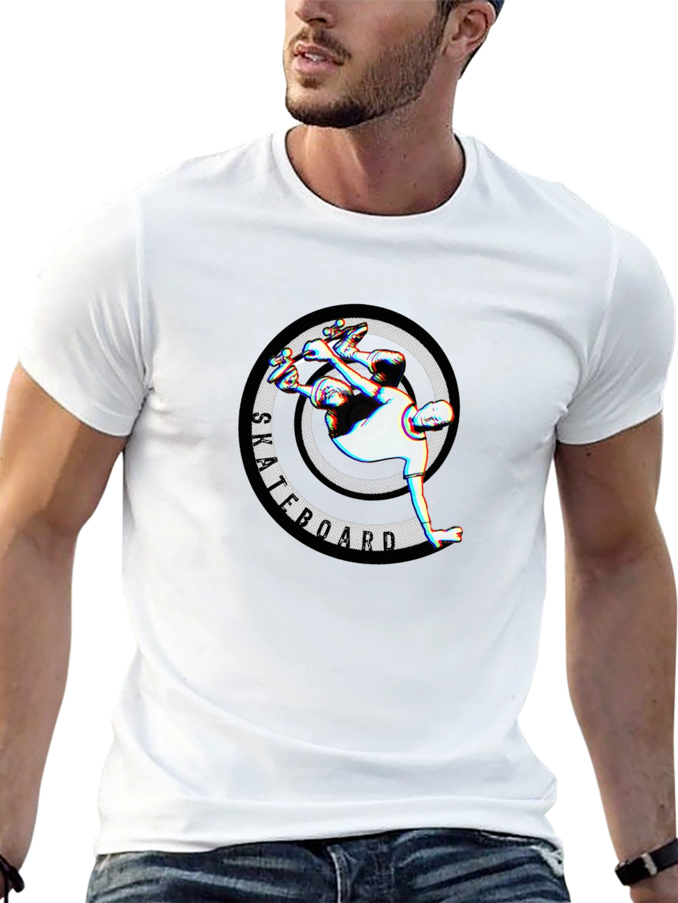 Skateboarder Graphic Tee - Stylish Black T-Shirt