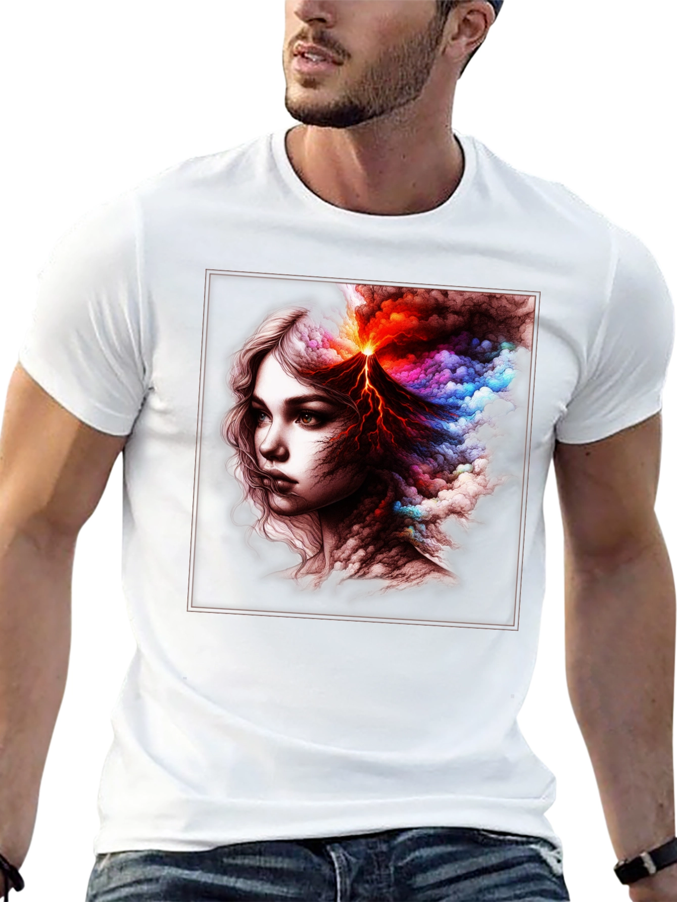 Volcano Woman Graphic T-Shirt - Unique Art Tee