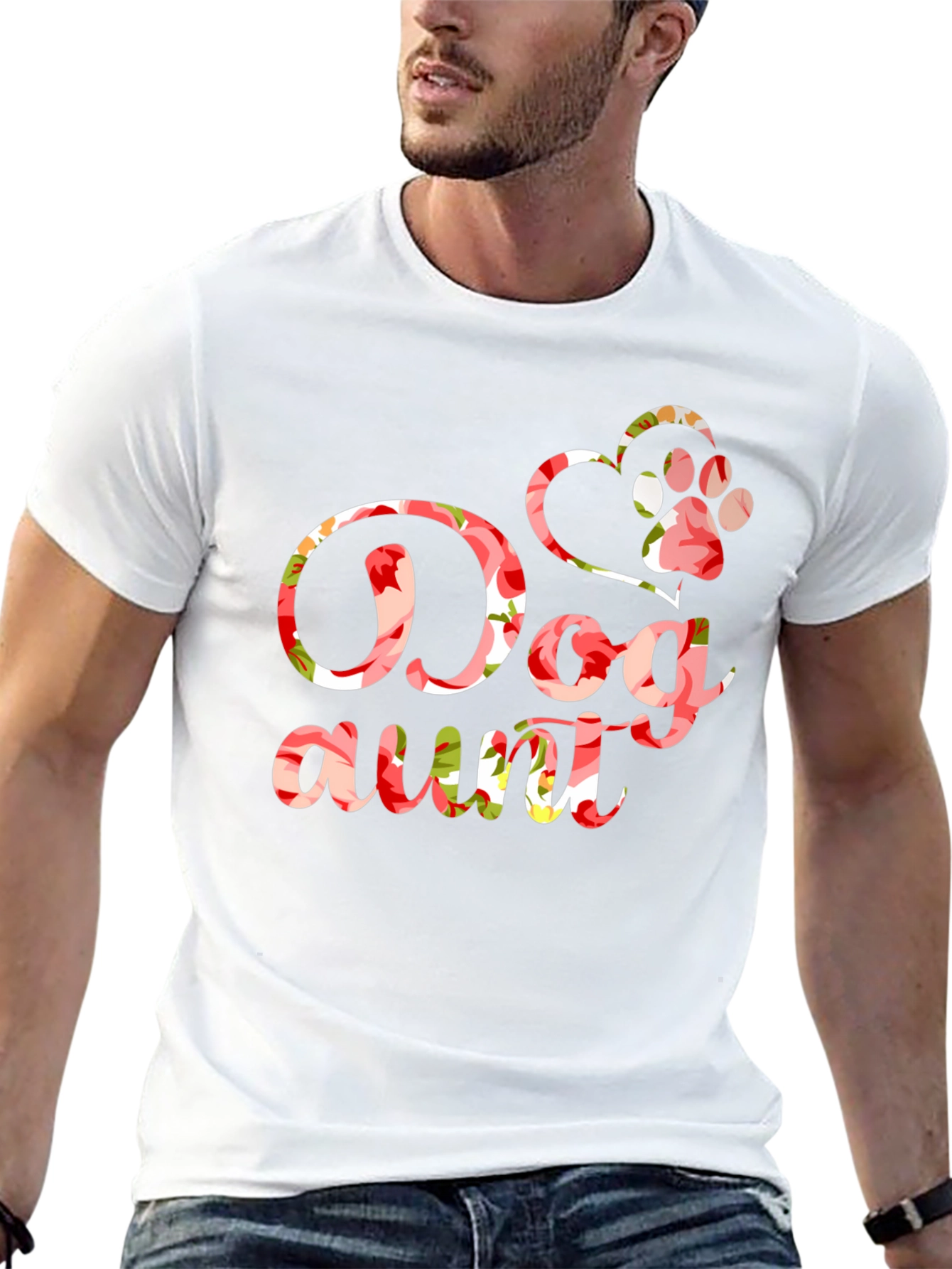 Dog Aunt Floral Graphic T-Shirt - Black