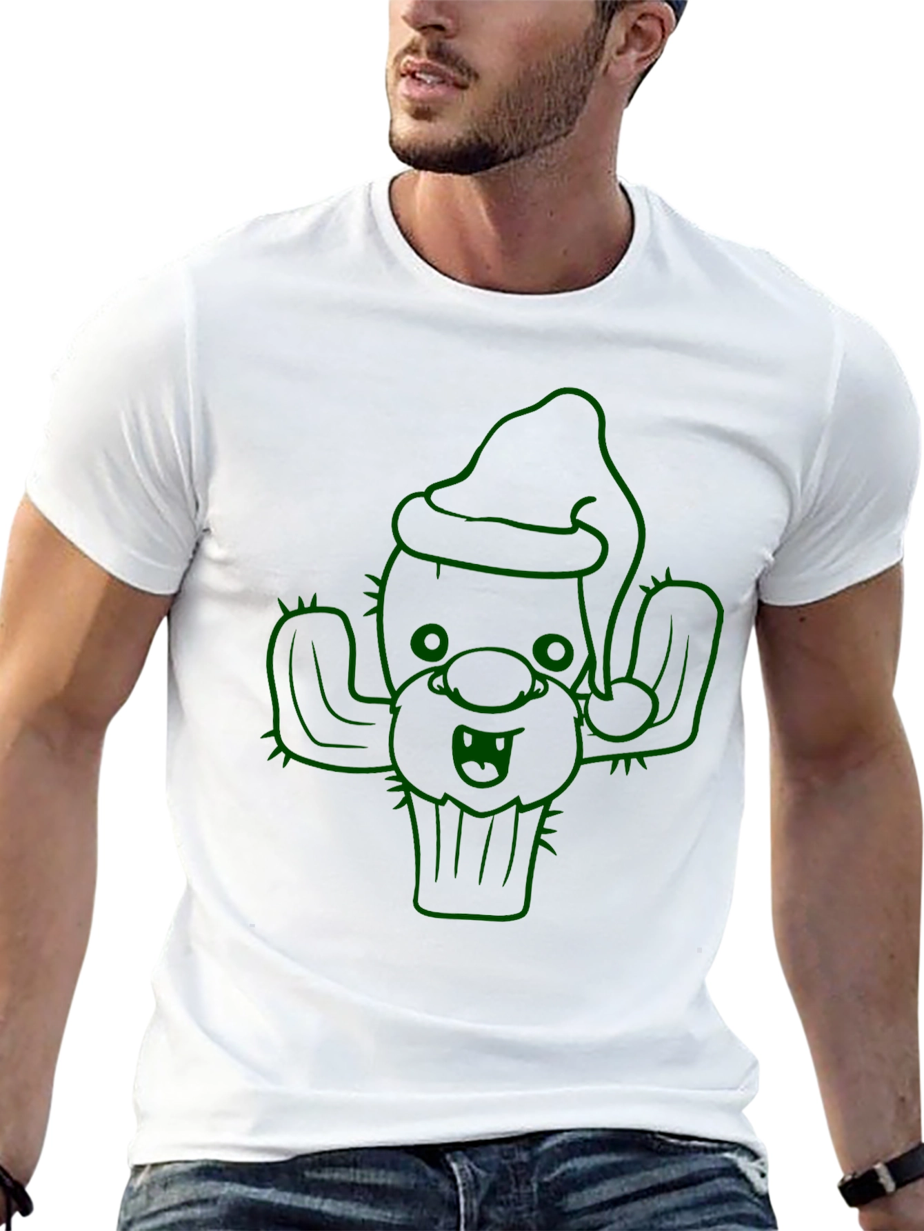 Festive Cactus Graphic Tee - Holiday Cheer