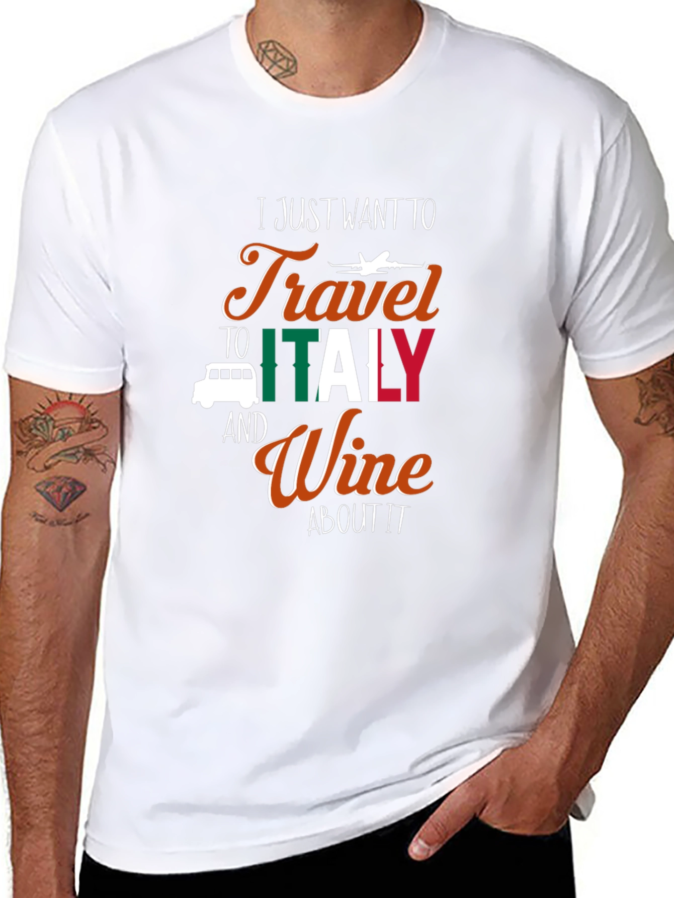 Italy Travel Wine Black Graphic Tee Shirt