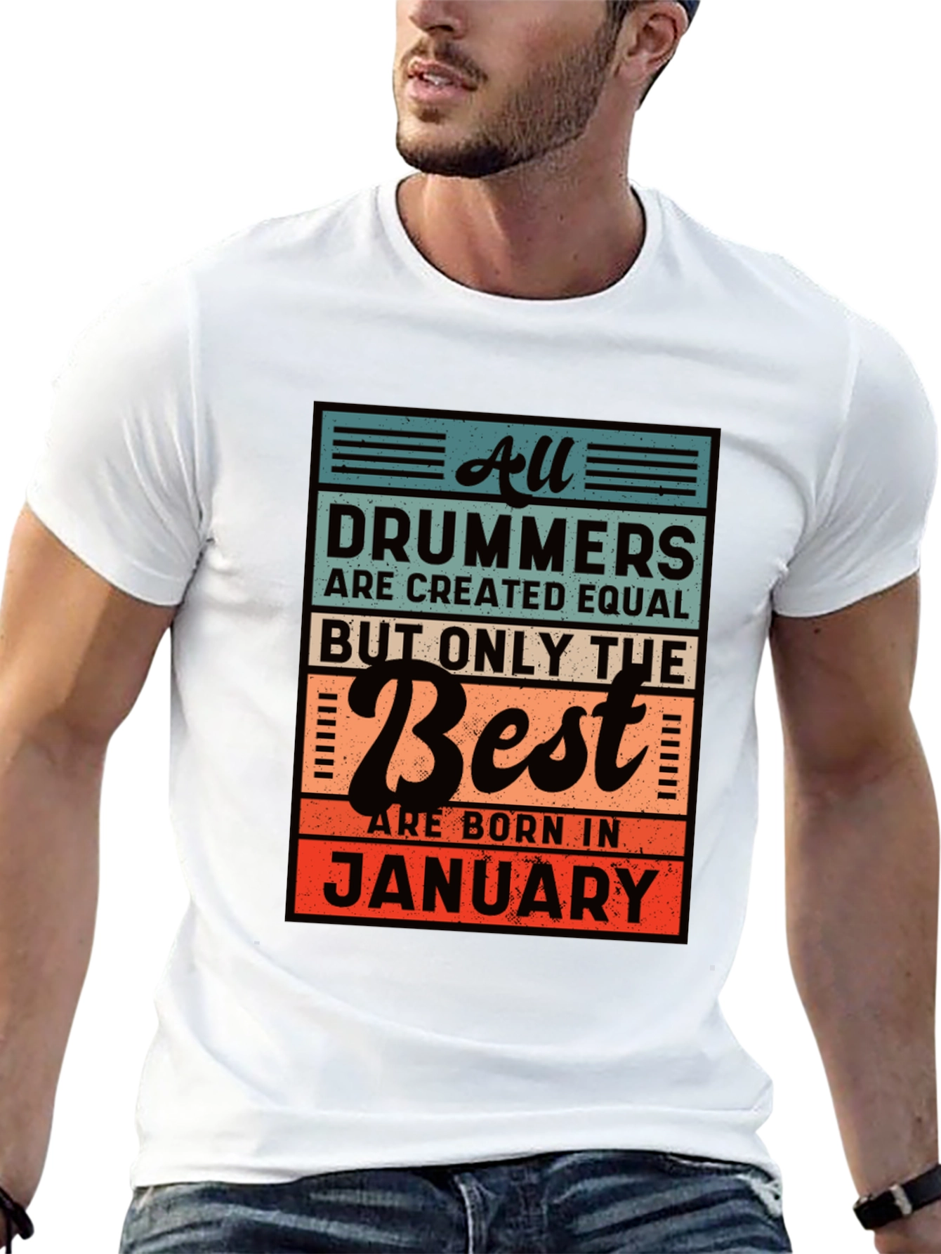 Drummers Born in January Black T-Shirt