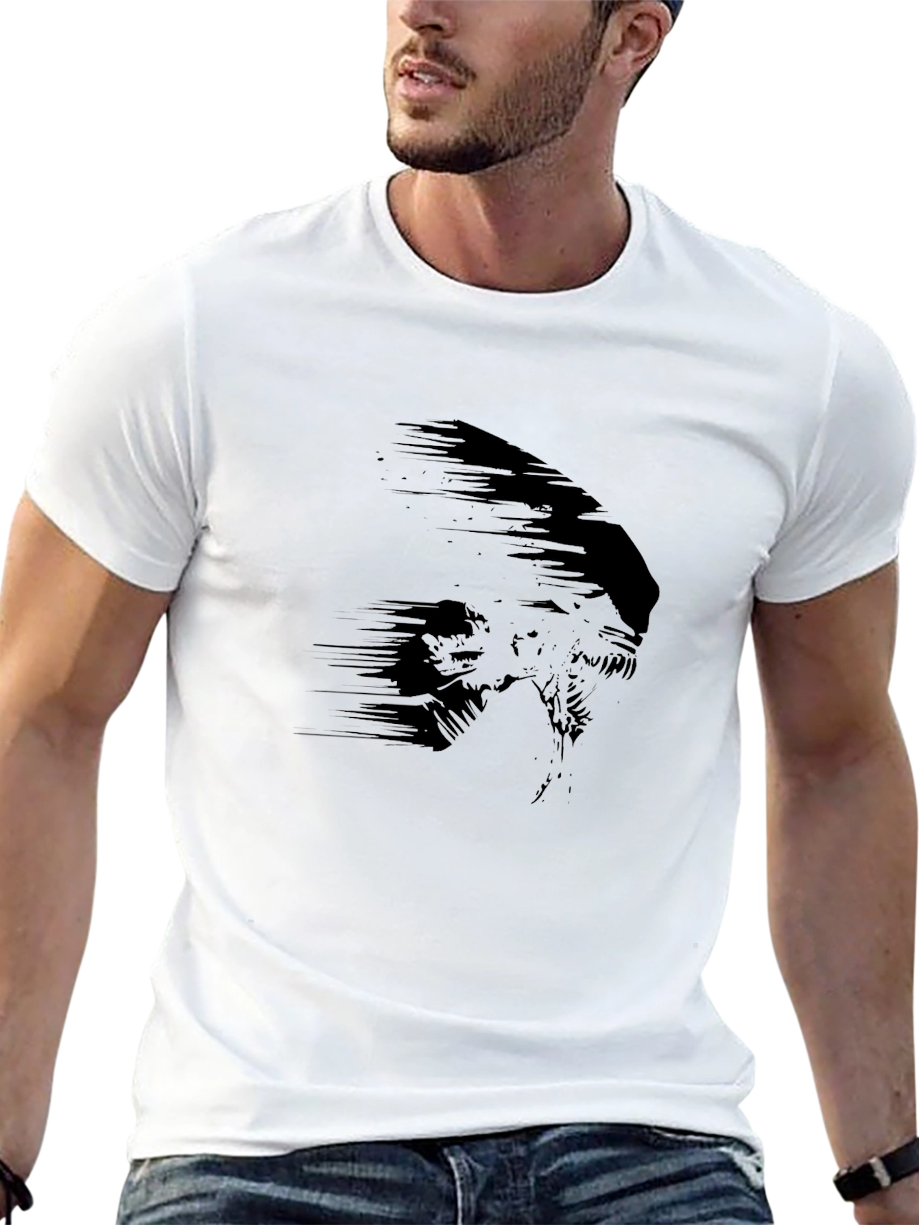 Mens Black Alien Graphic Print Tee