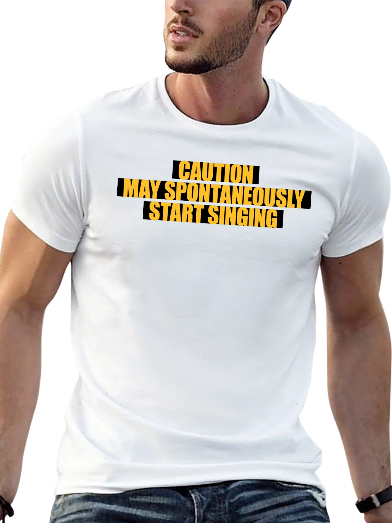 Caution May Spontaneously Start Singing Black T-Shirt