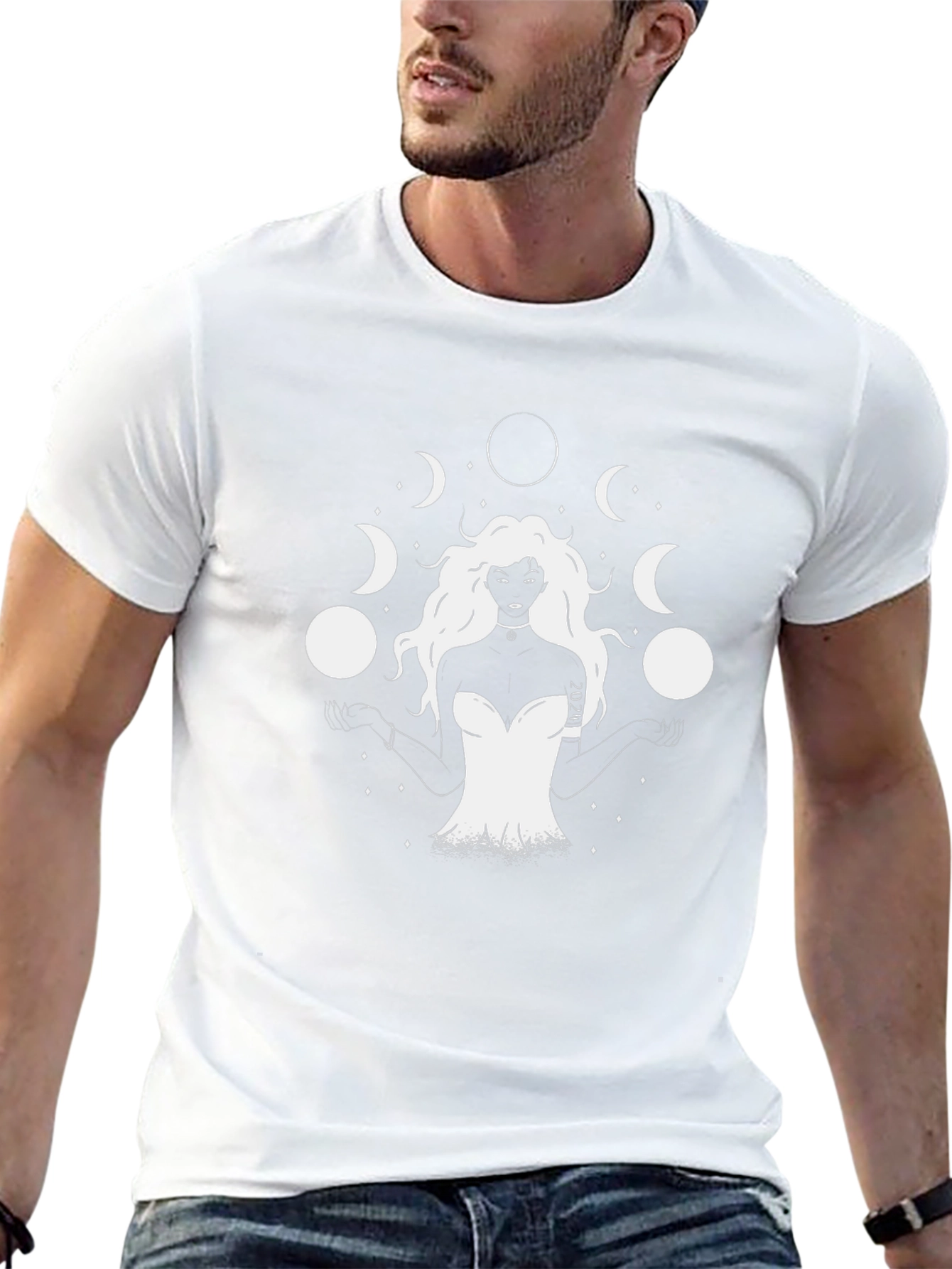 Moon Goddess Graphic Tee - Black Cotton T-Shirt