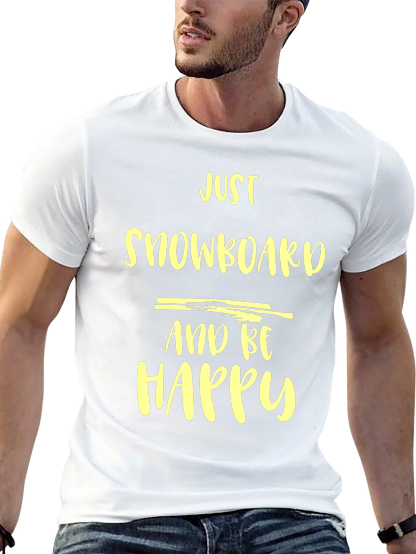 Just Snowboard & Be Happy Graphic T-Shirt