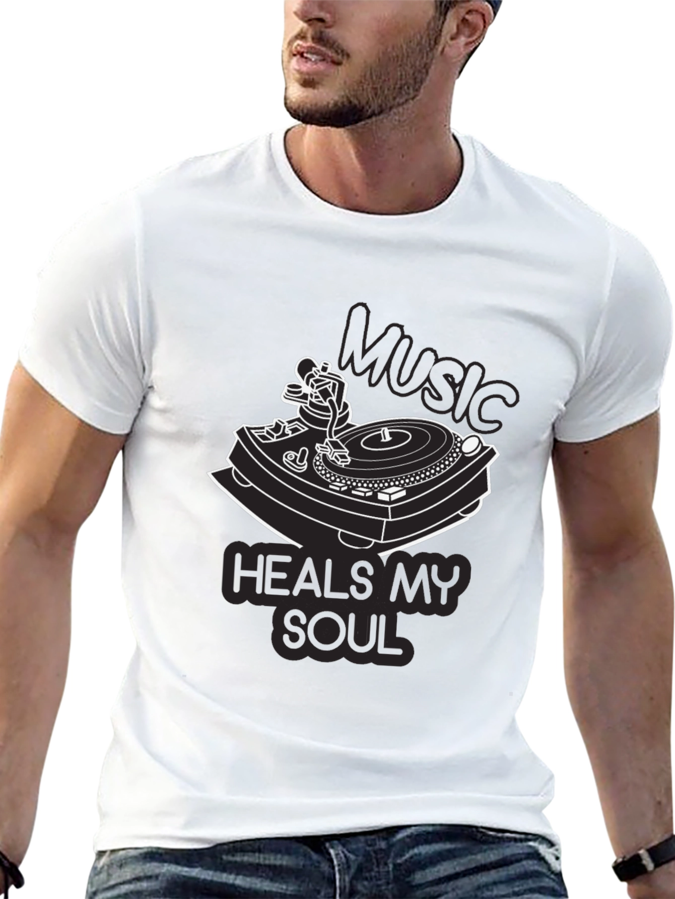 Music Heals My Soul Black Graphic Tee