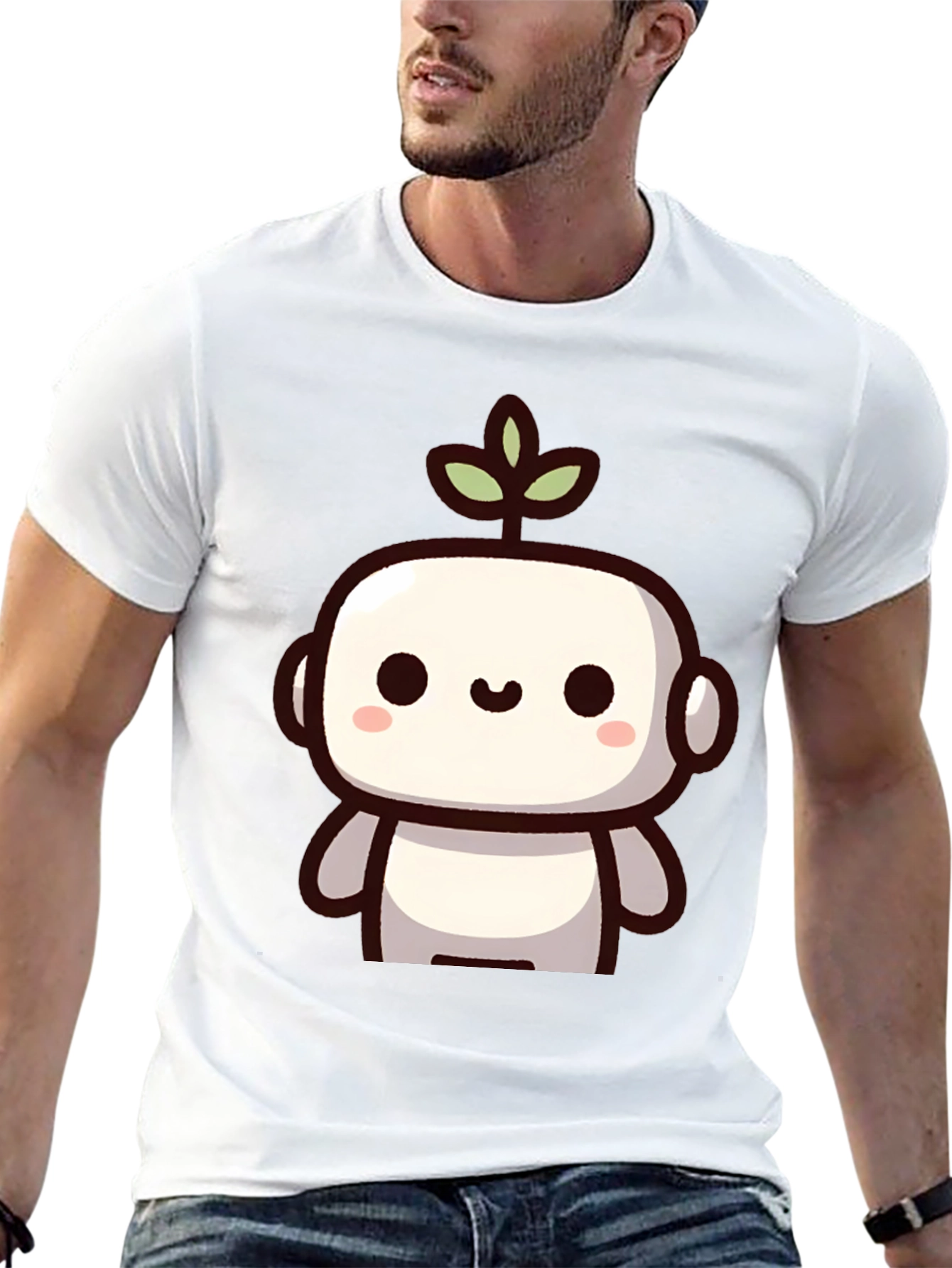Cute Robot Plant Graphic T-Shirt