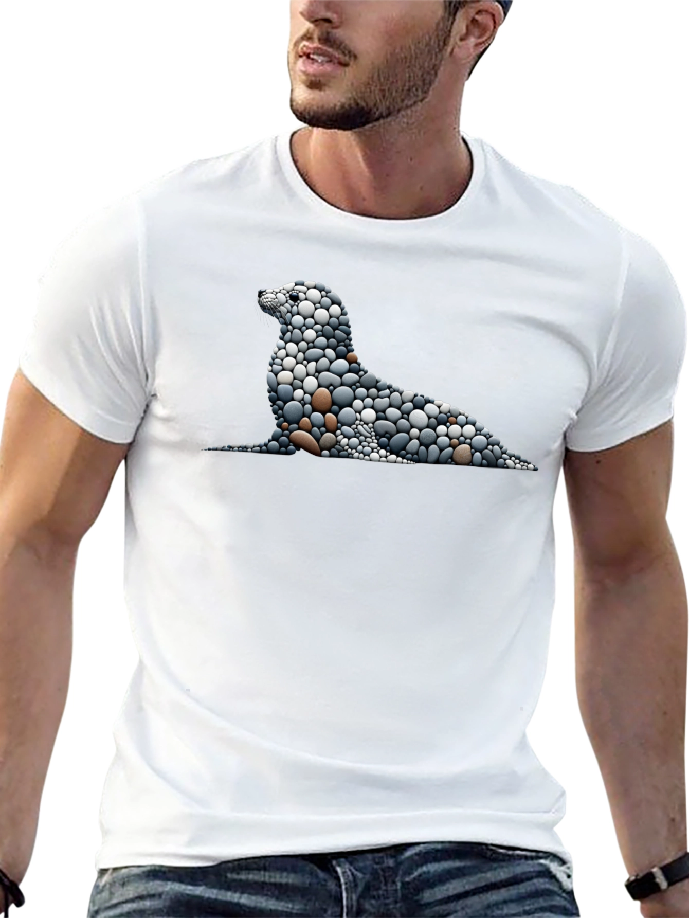 Stone Pebble Seal Graphic Tee - Black