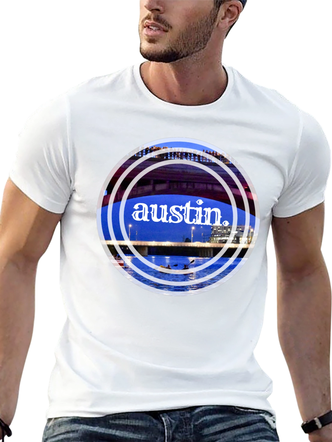 Austin Bridge Graphic Tee - Black Cotton Blend Shirt