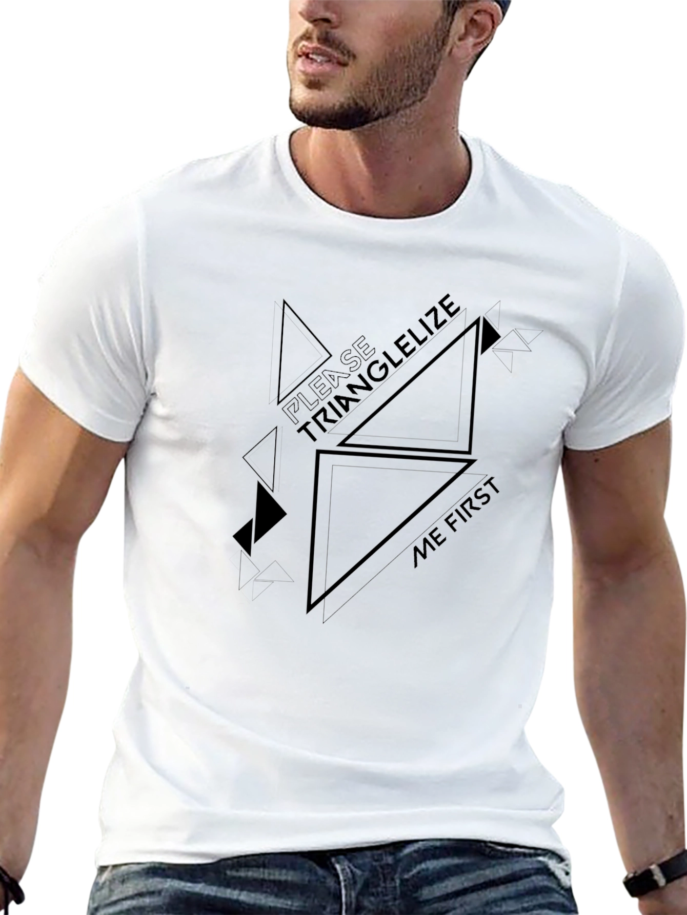 Geometric Triangle Graphic Print Black T-Shirt