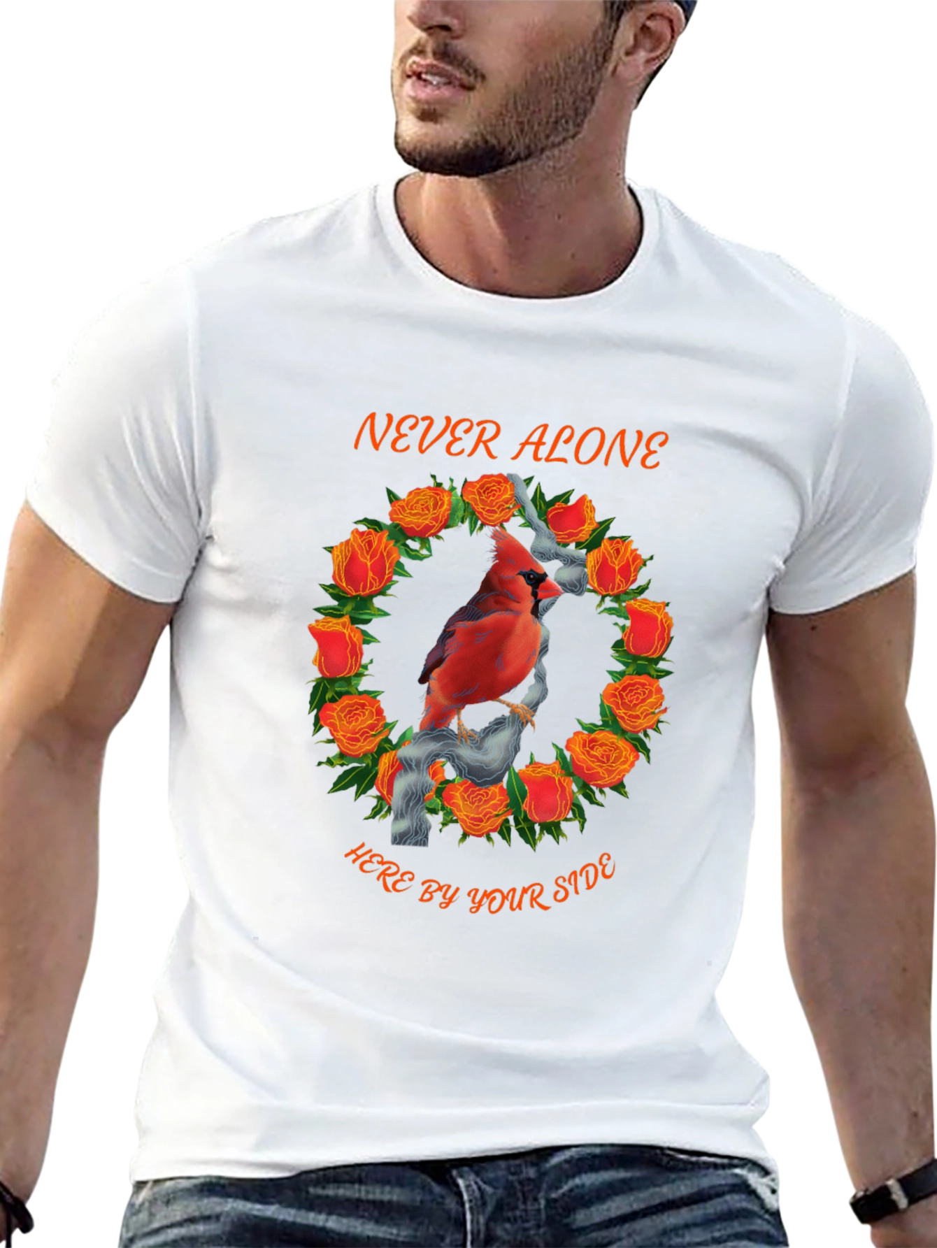 Cardinal Rose Wreath Graphic Tee - Never Alone